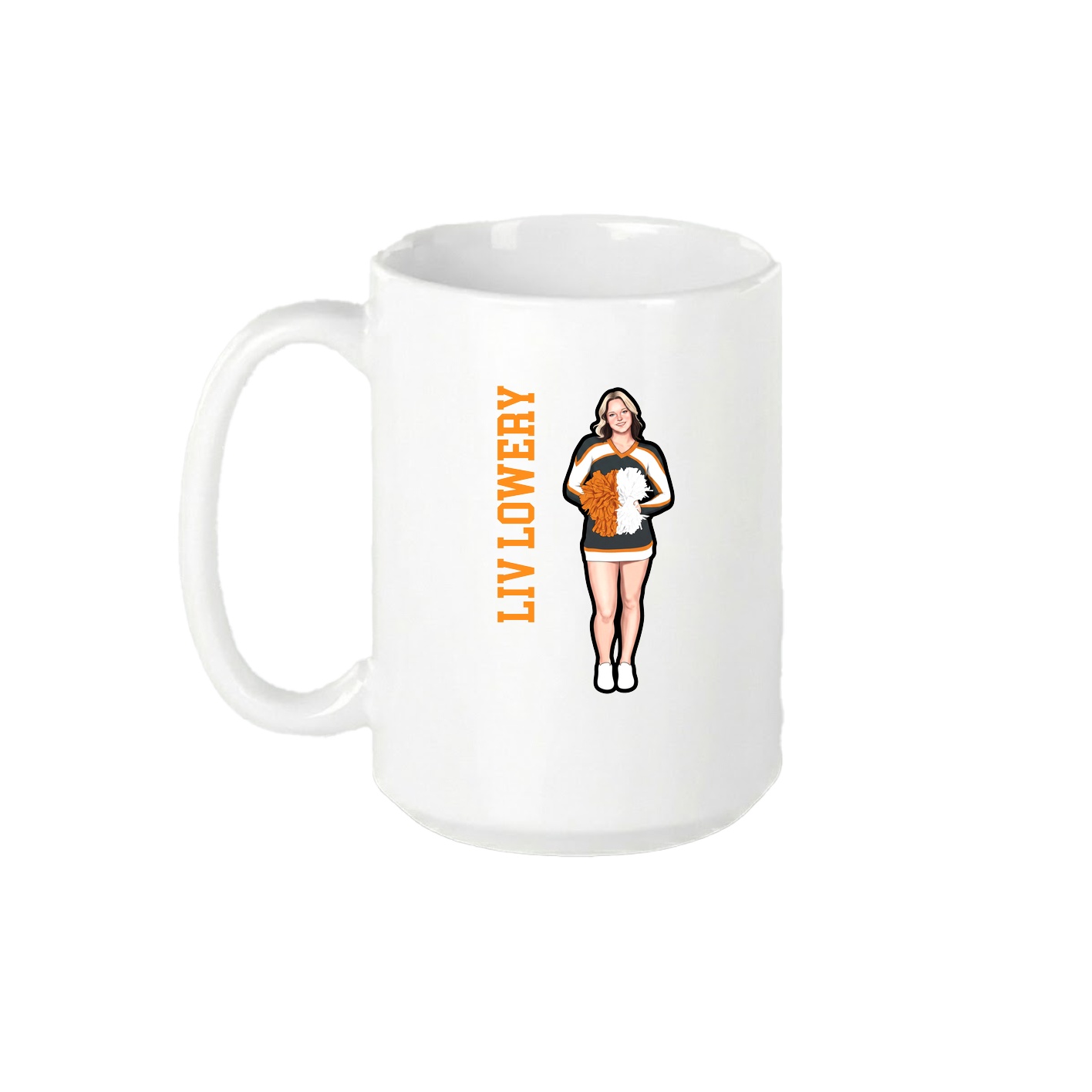 15oz Coffee Mug — Name Vertical in White