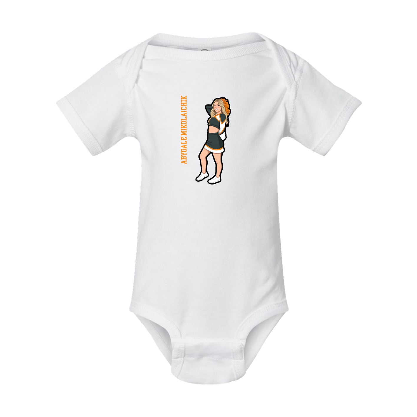 Baby Onesie — Name Vertical in White