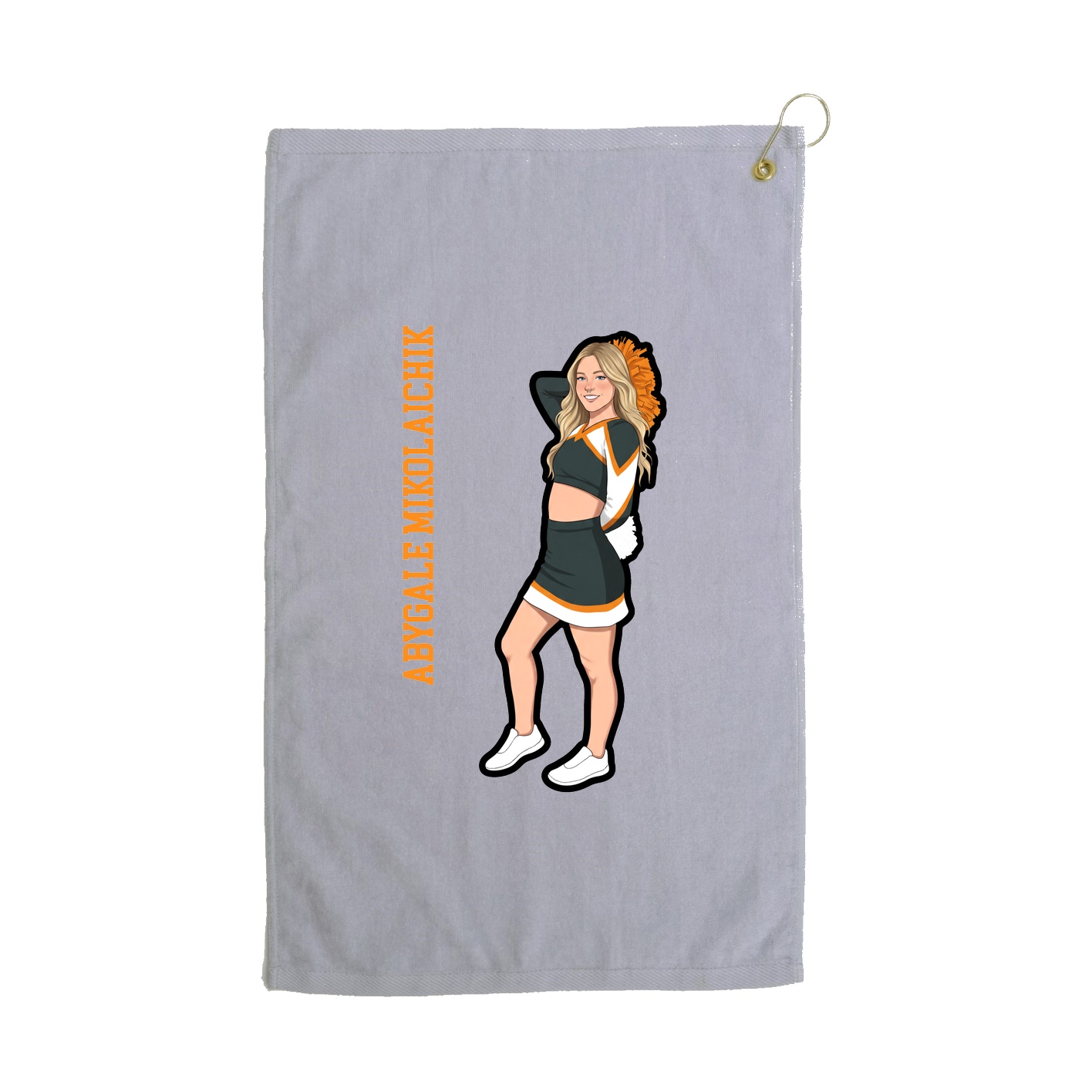 Golf Towel — Name Vertical in Grey