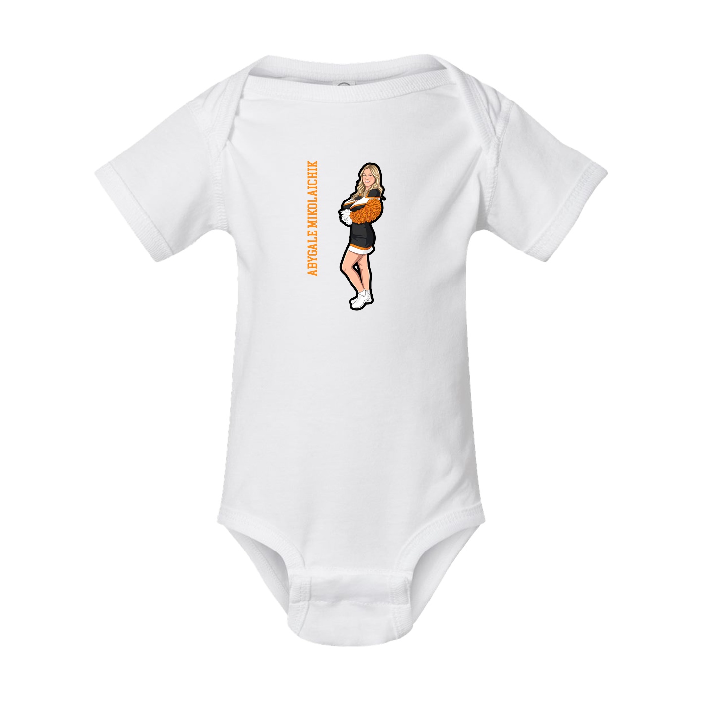 Baby Onesie — Name Vertical in White