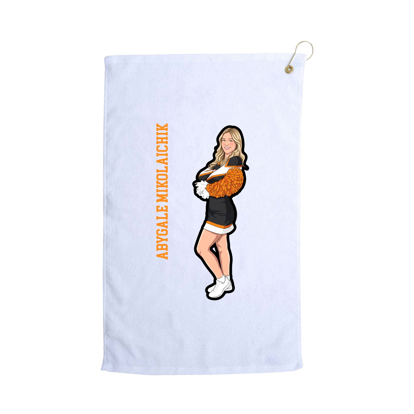 Golf Towel — Name Vertical in White