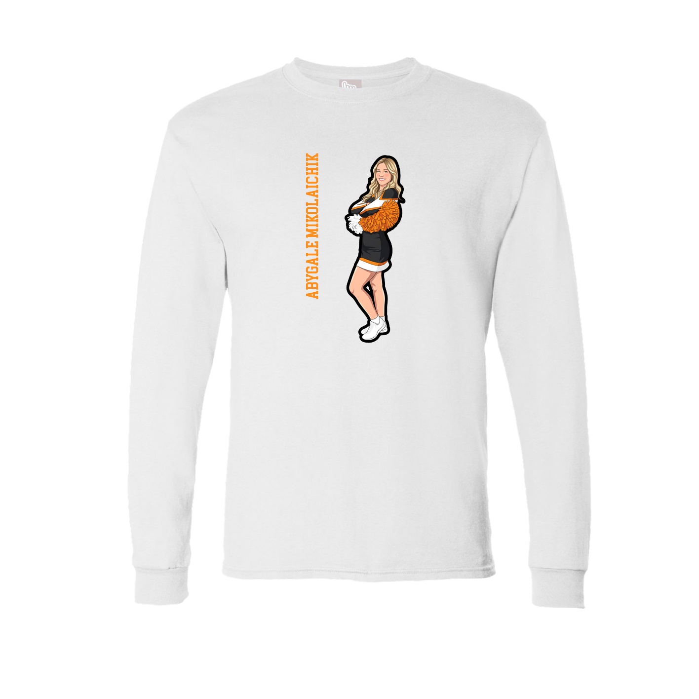 Long Sleeve Tee — Name Vertical in White
