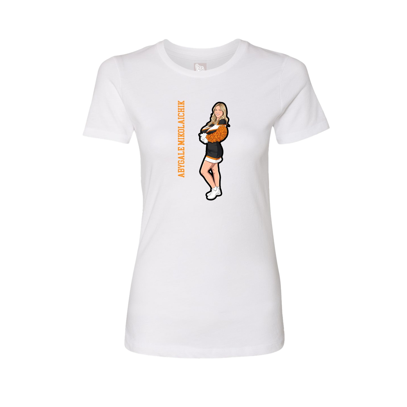 Fitted Women's Tee — Name Vertical in White