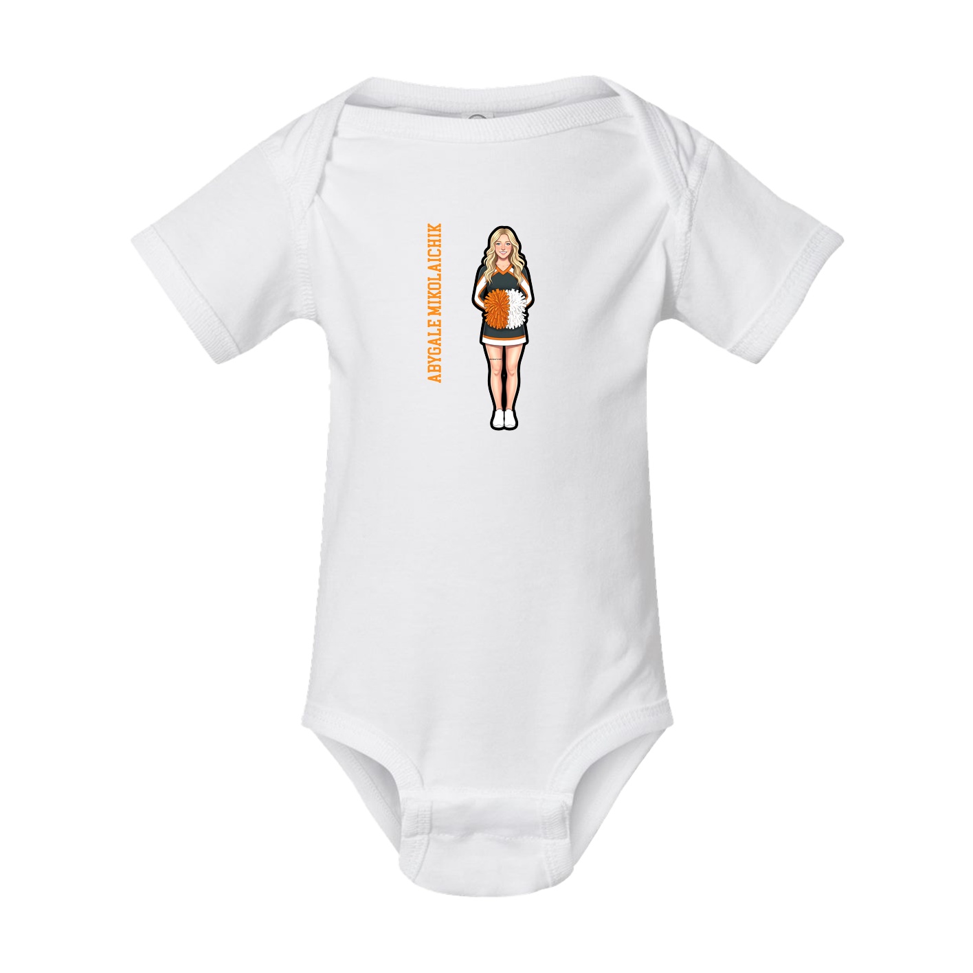 Baby Onesie — Name Vertical in White