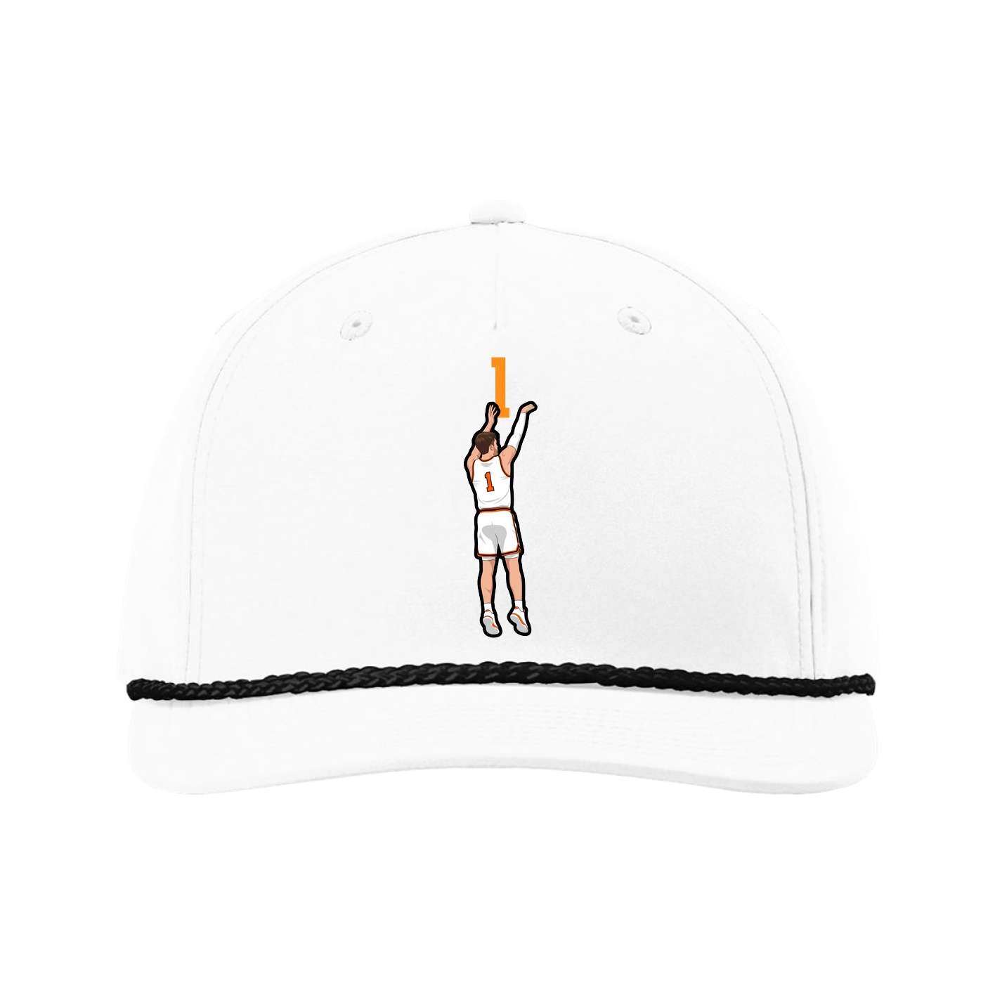 Five-Panel Classic Rope Cap — Number Top in White