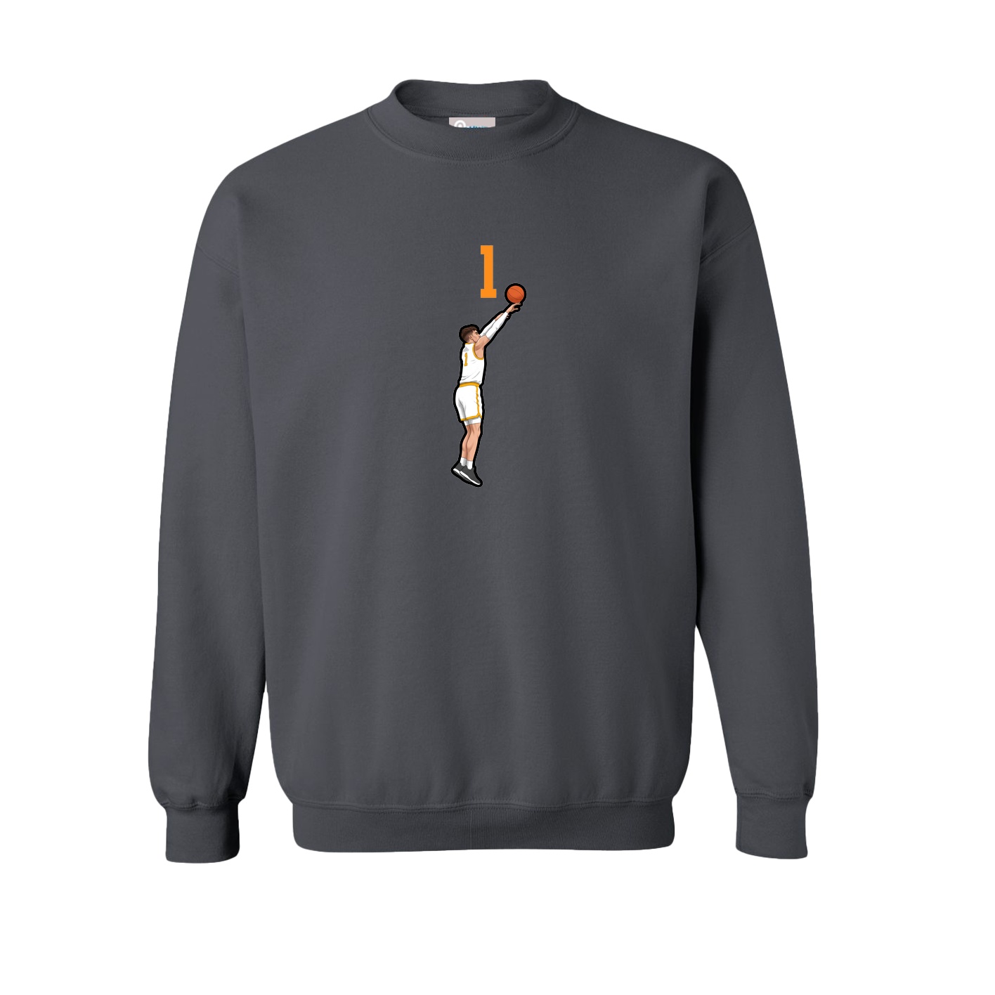 Fleece Crew — Number Top in Grey