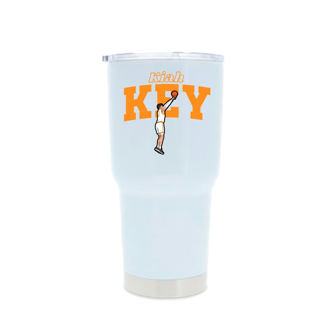 30oz Stainless Steel Tumbler — Name Arch in White