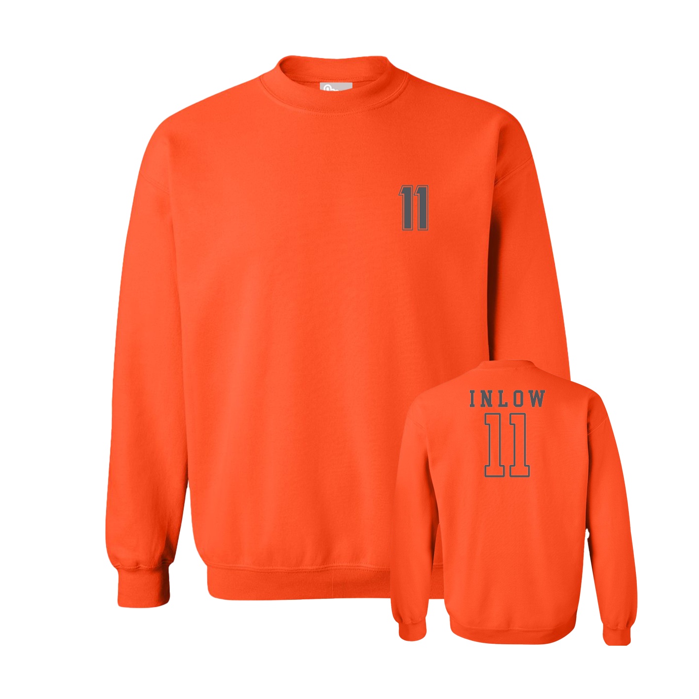 Fleece Crew — Chest Back in Orange