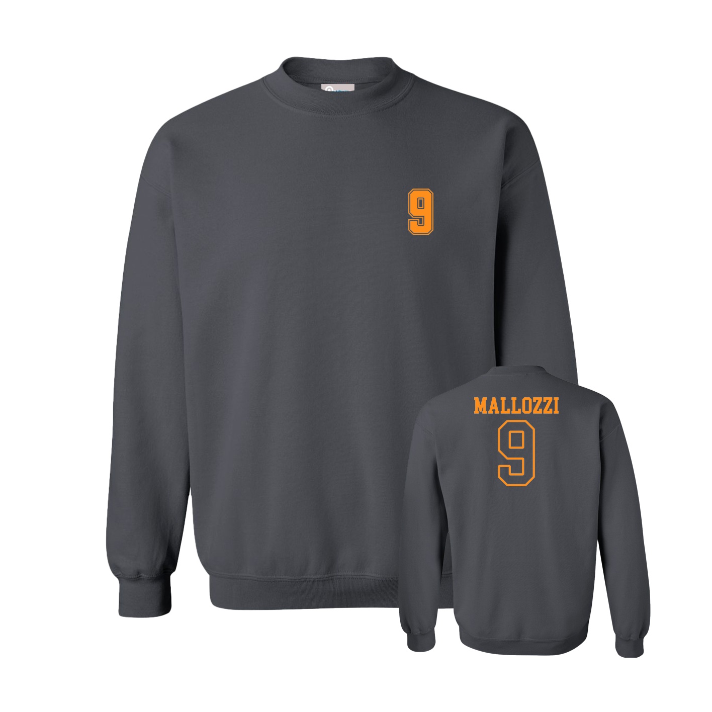 Fleece Crew — Chest Back in Grey