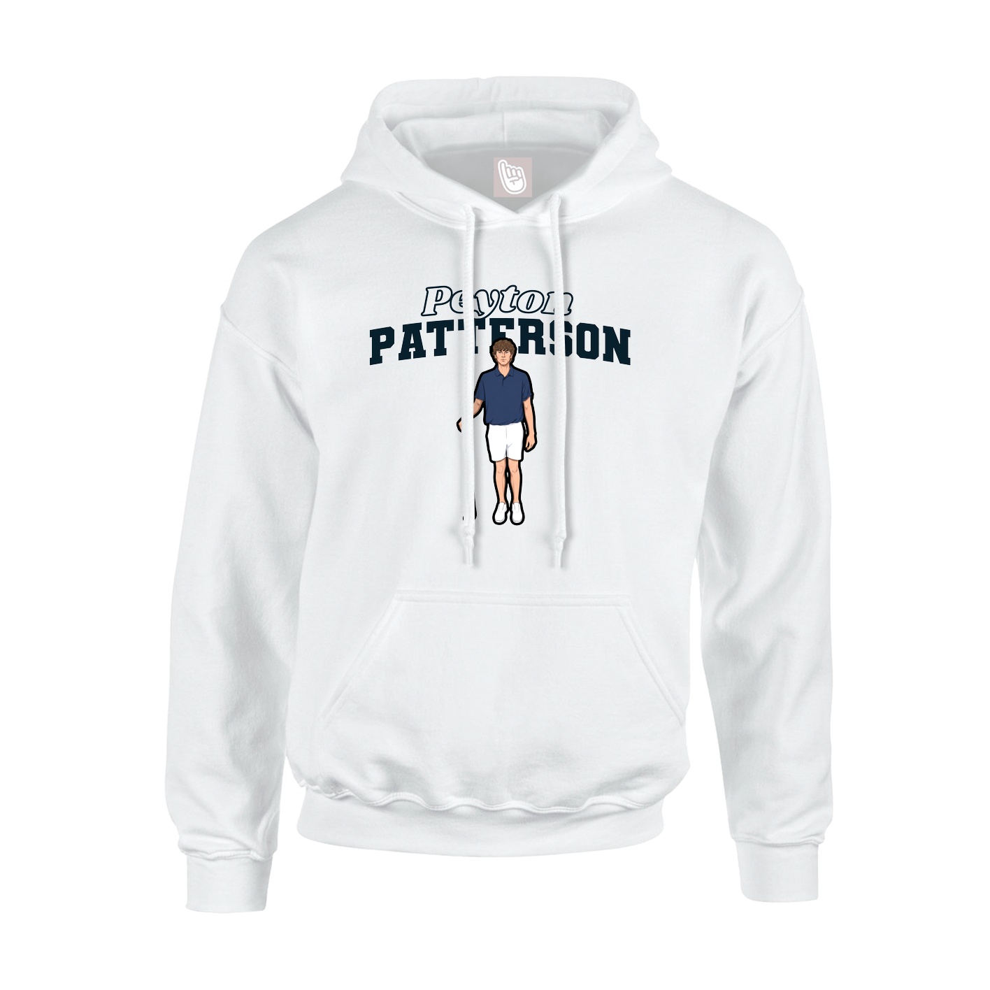 Youth Hoodie — Name Arch in White