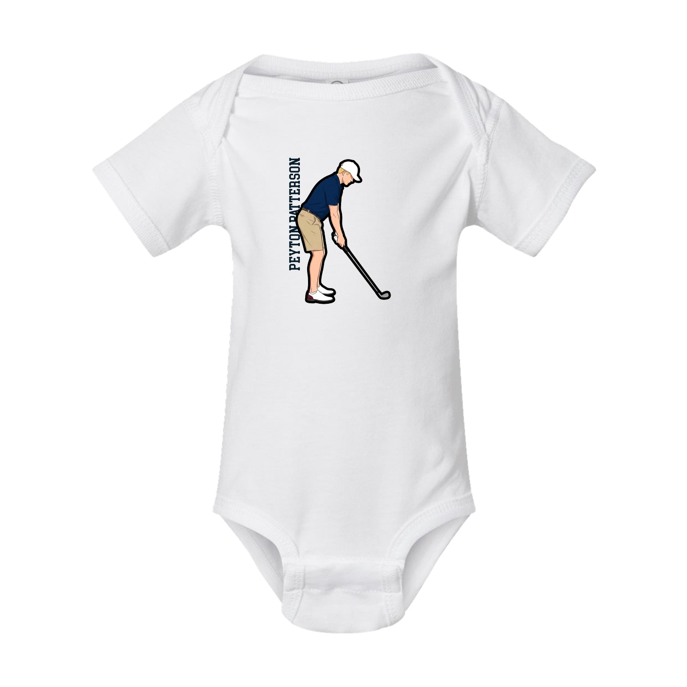 Baby Onesie — Name Vertical in White