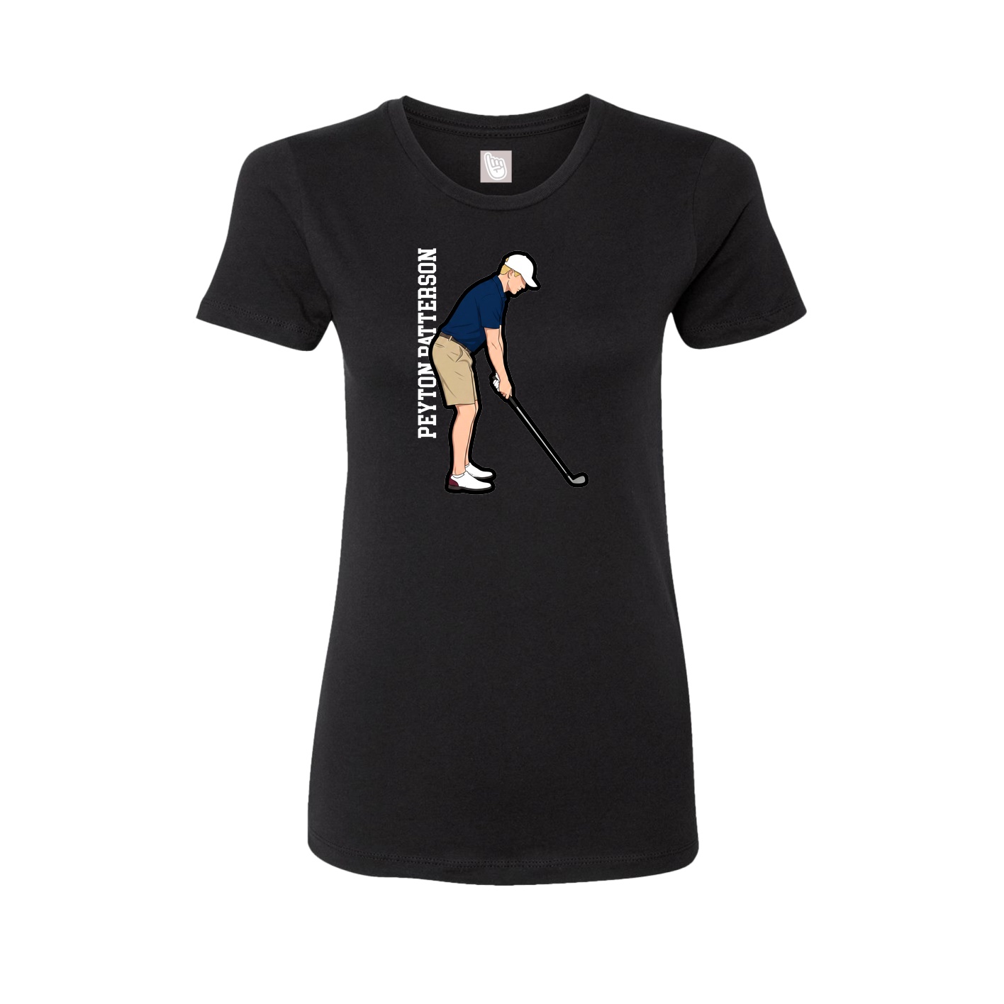 Fitted Women's Tee — Name Vertical in Black