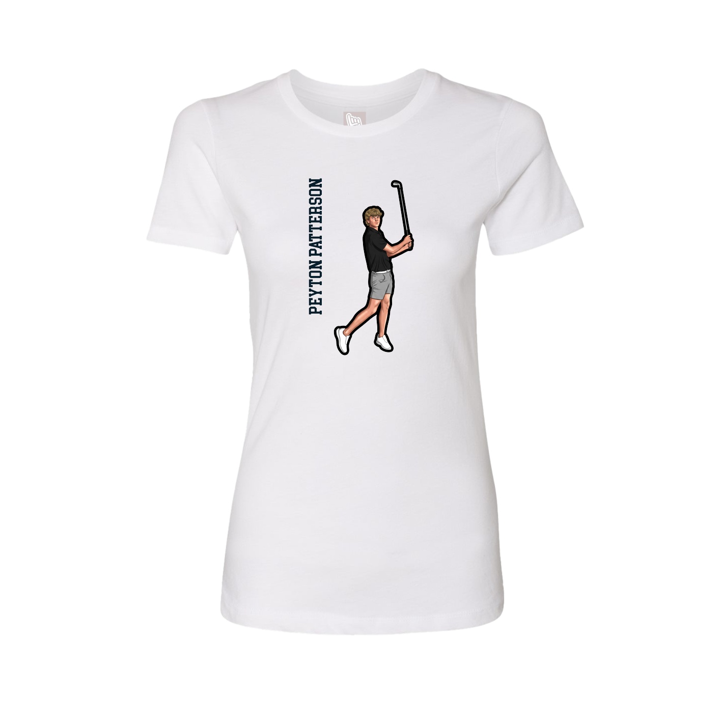 Fitted Women's Tee — Name Vertical in White