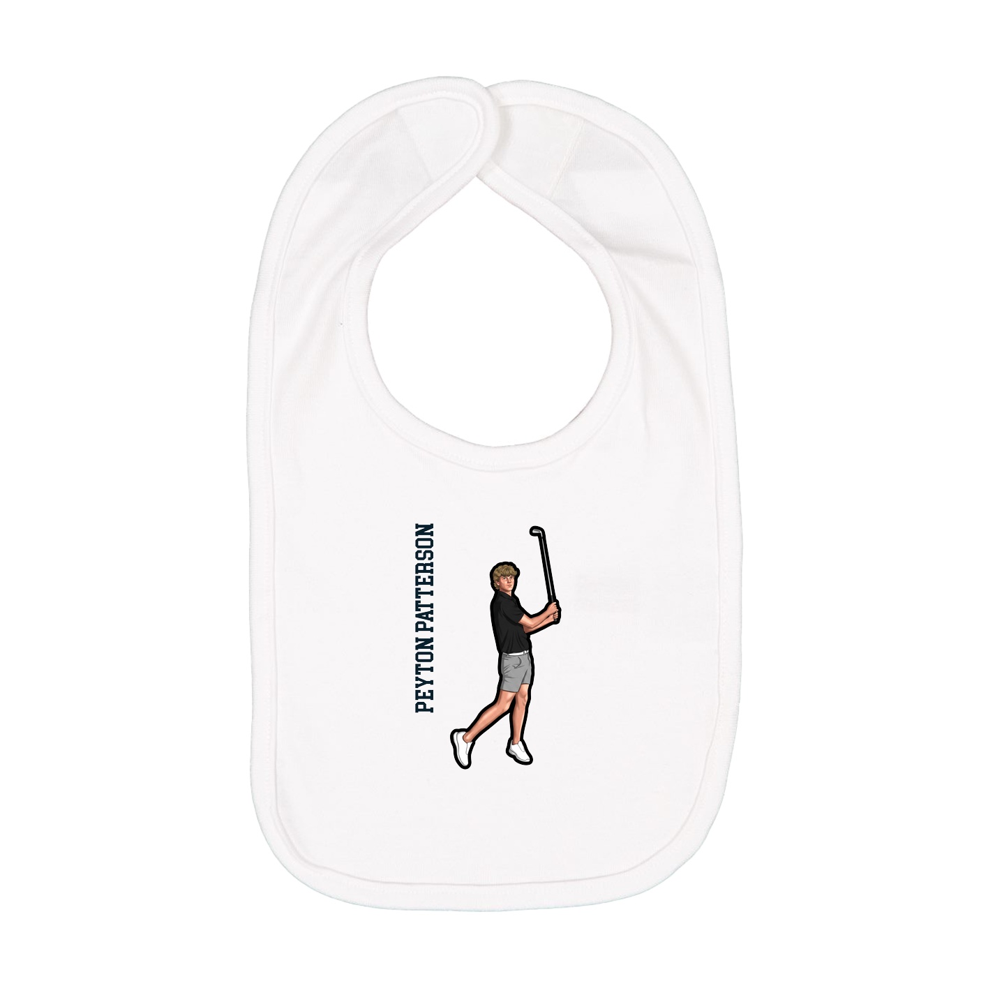 Infant Bib — Name Vertical in White