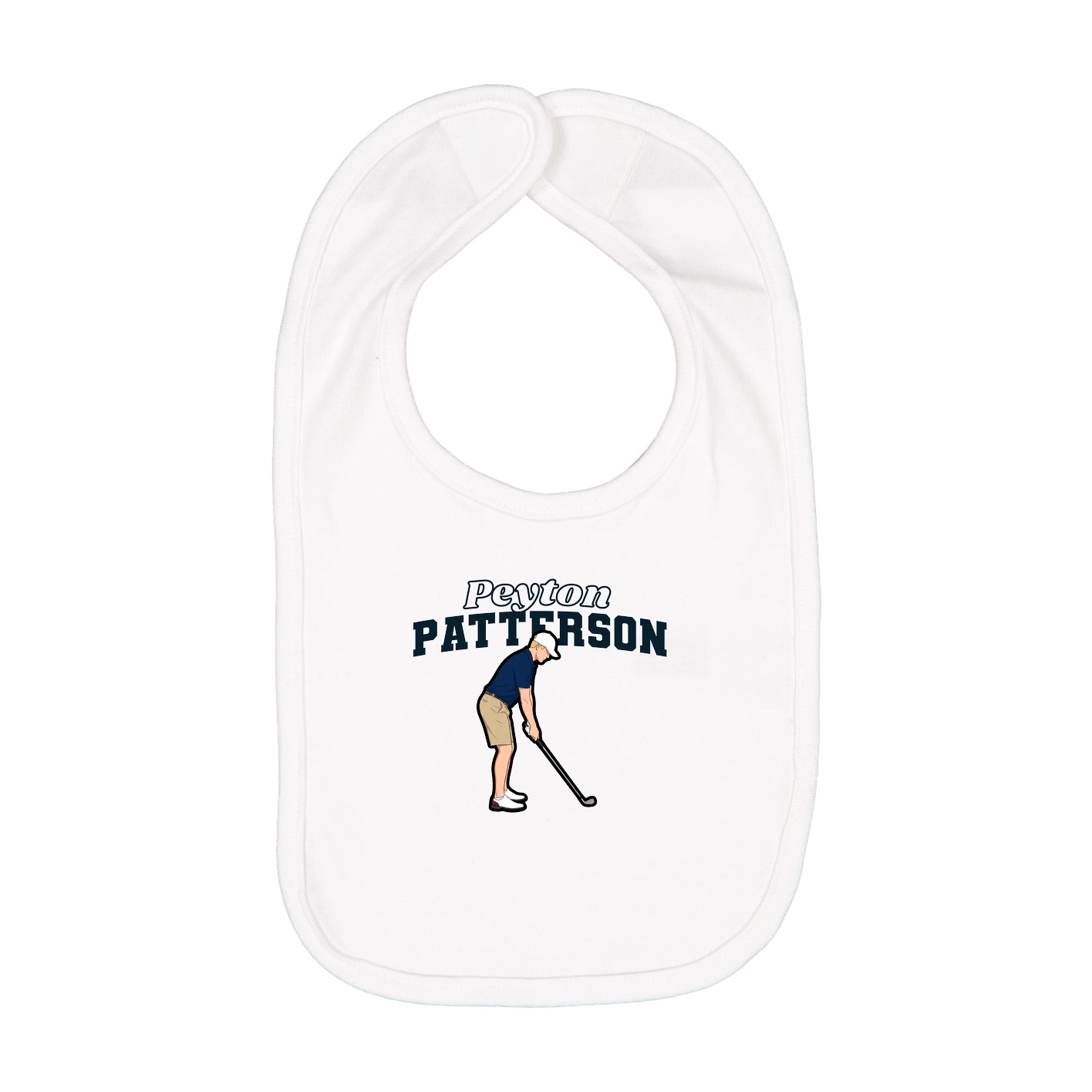 Infant Bib — Name Arch in White