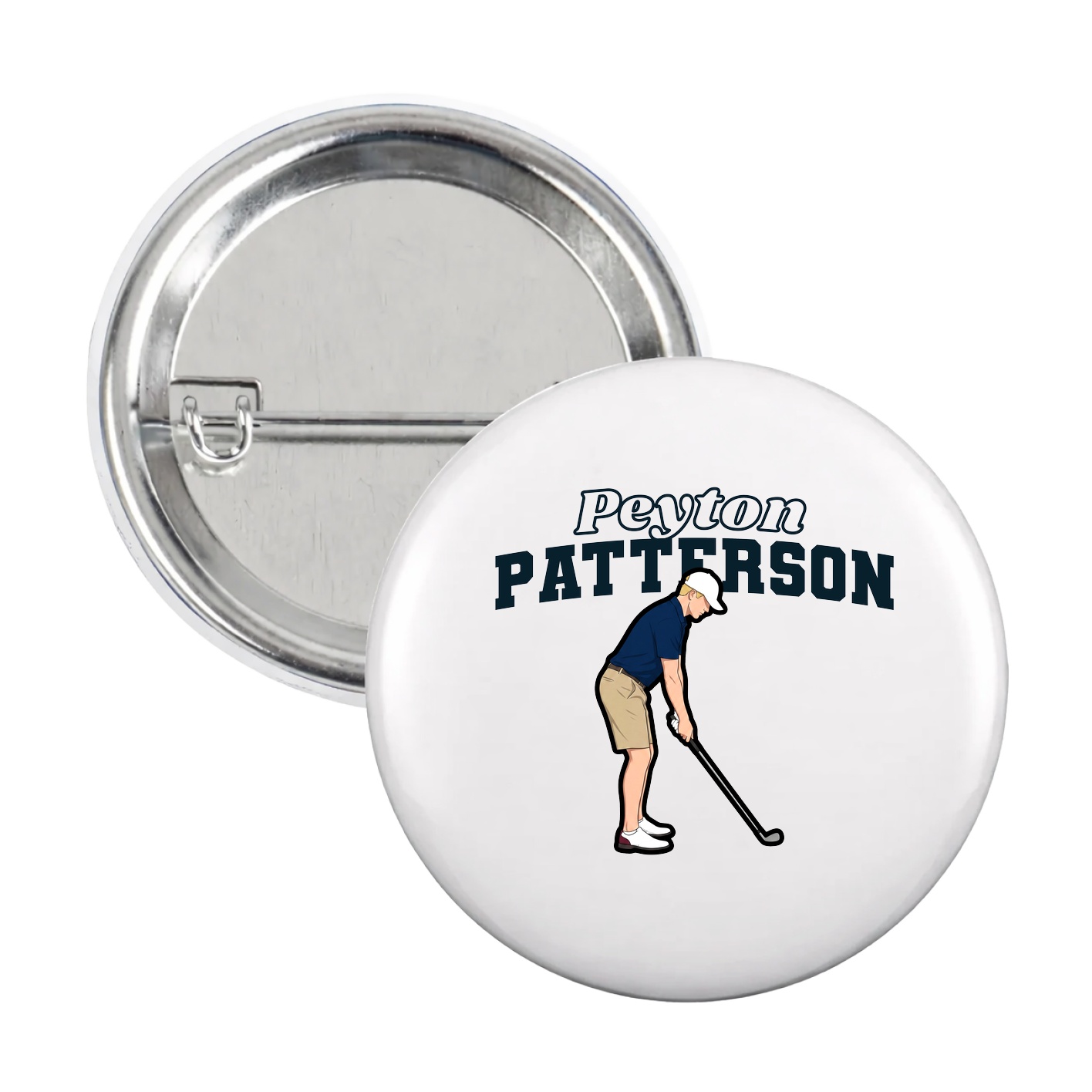 Game Day Button — Name Arch in White