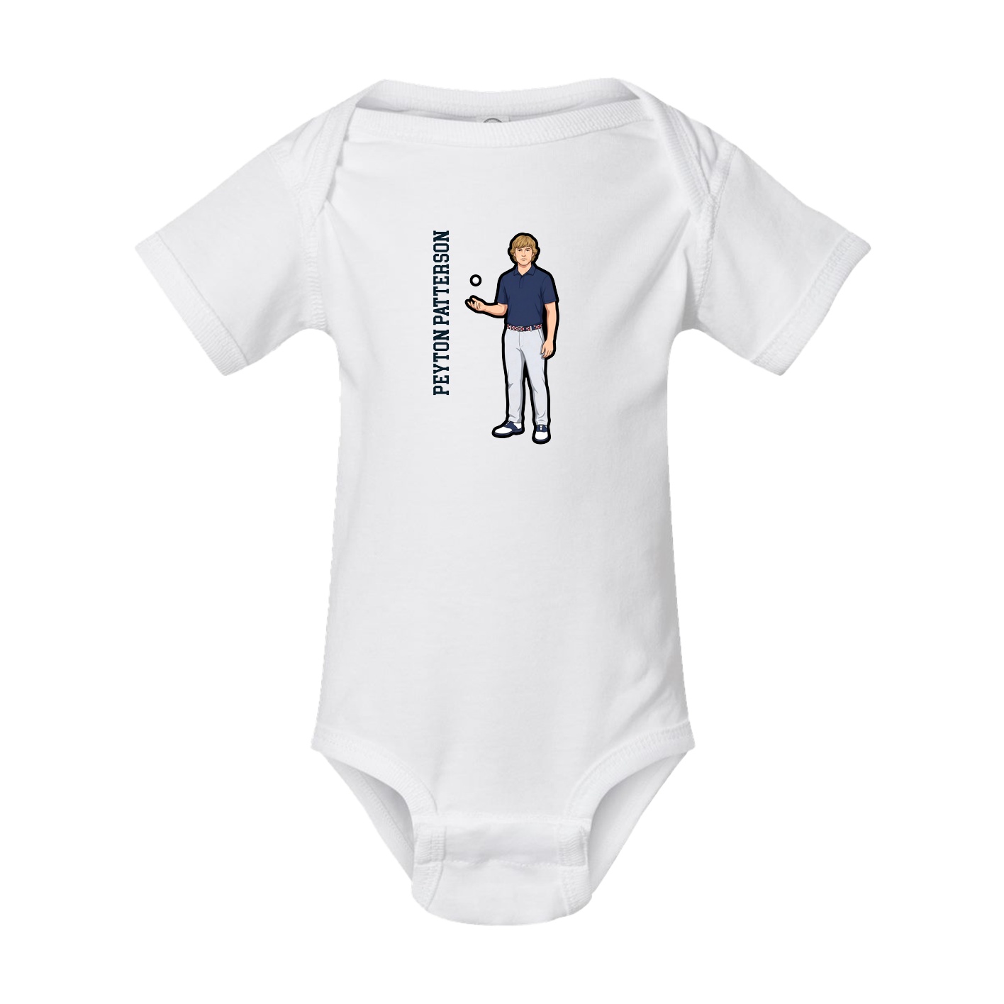 Baby Onesie — Name Vertical in White
