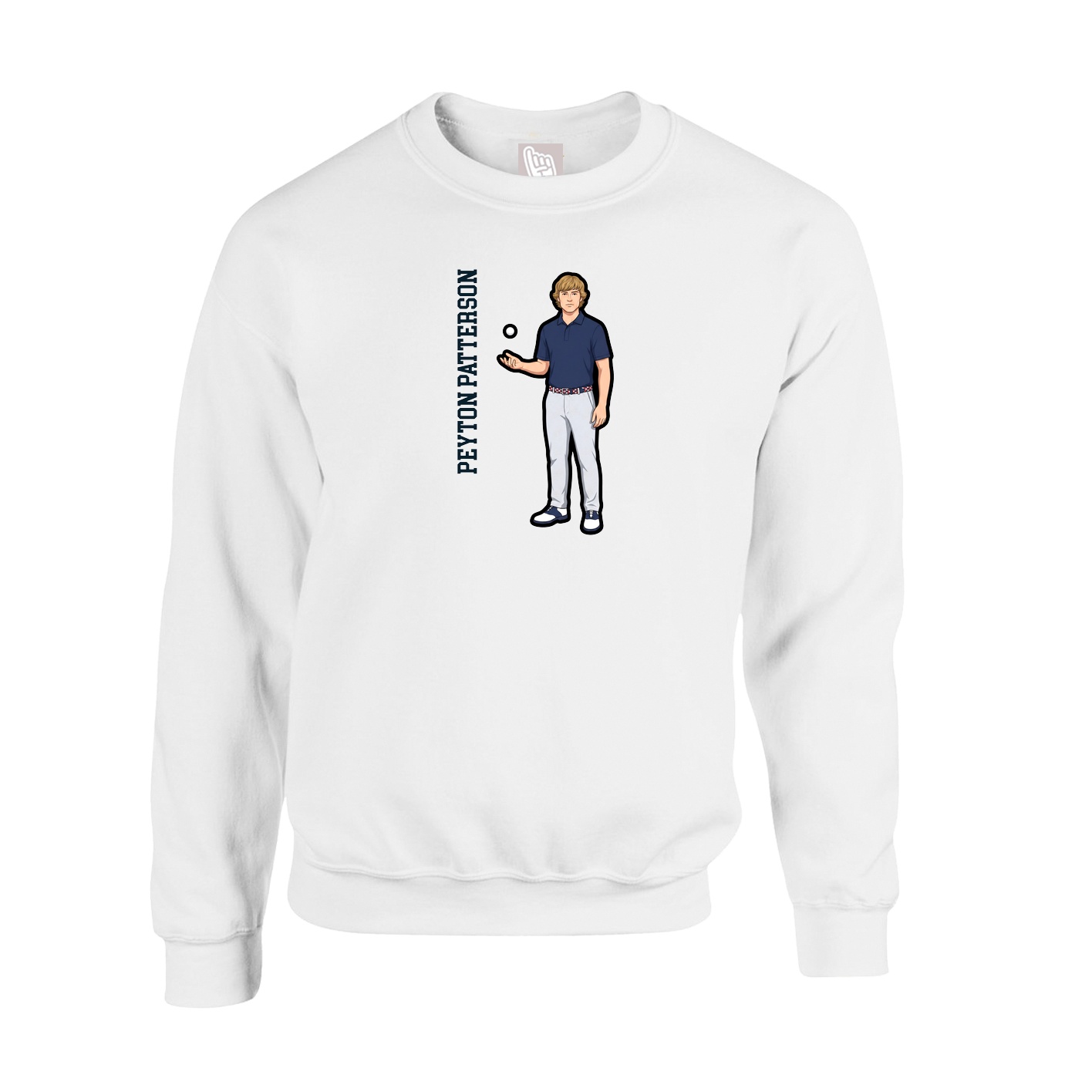 Fleece Crew — Name Vertical in White