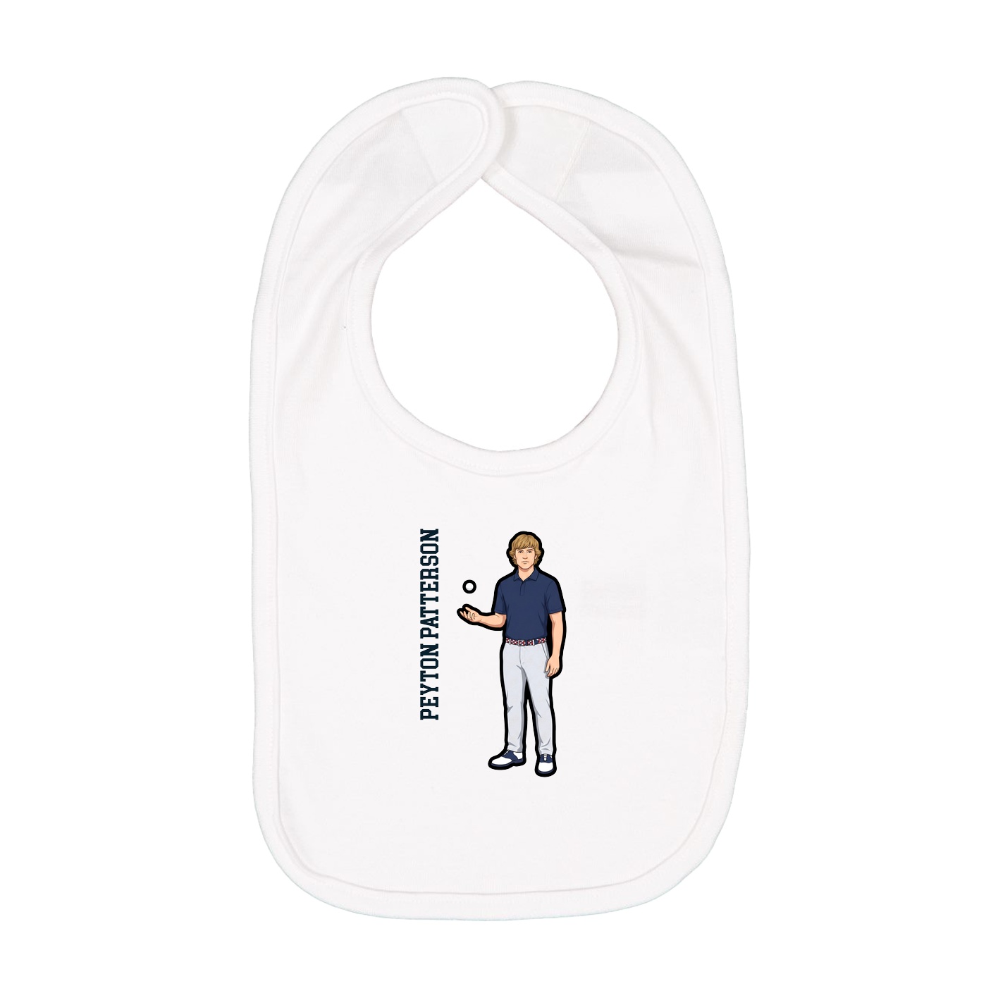 Infant Bib — Name Vertical in White