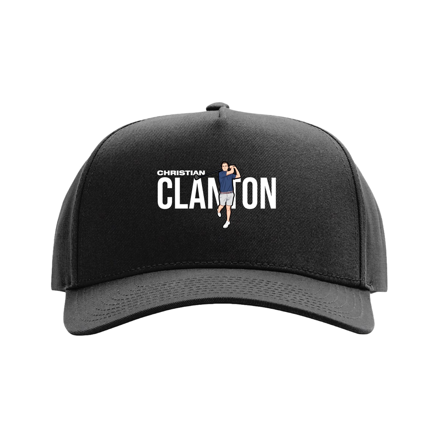 Full Fabric Five-Panel Champ Cap — Player Name in Black