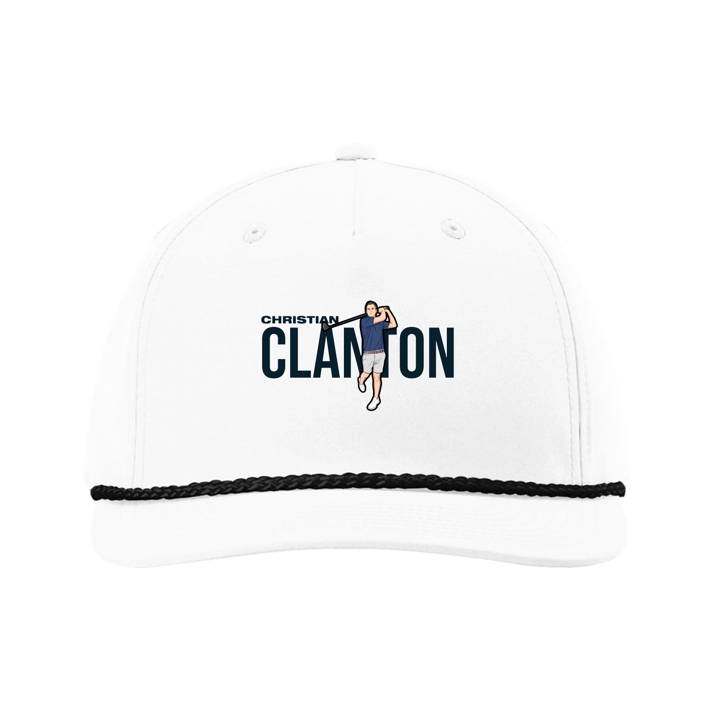 Five-Panel Classic Rope Cap — Player Name in White