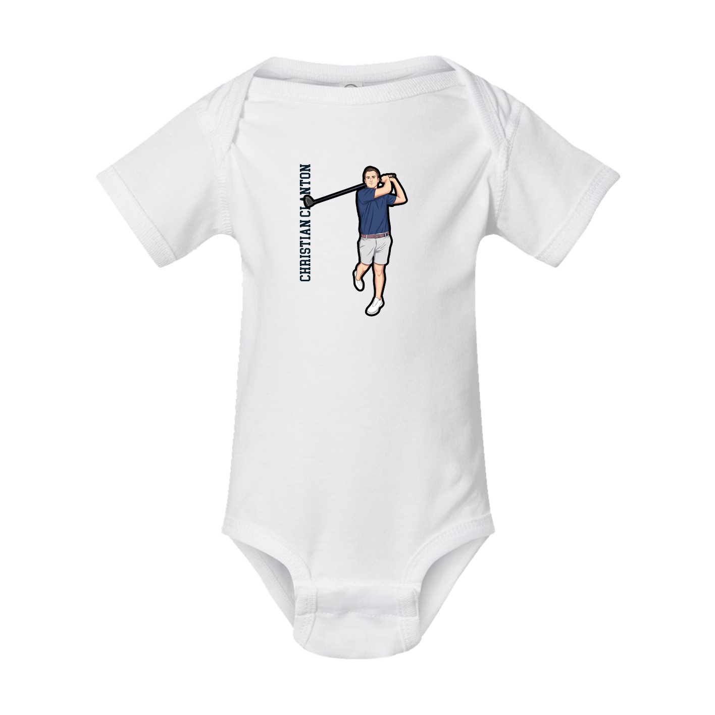 Baby Onesie — Name Vertical in White