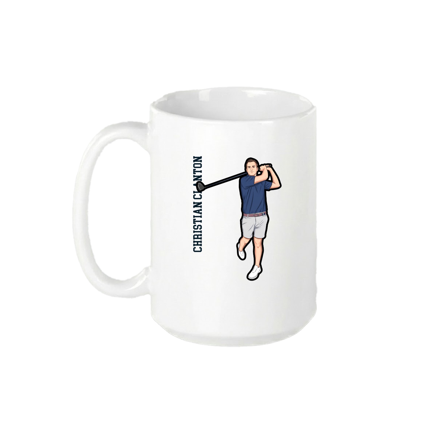 15oz Coffee Mug — Name Vertical in White