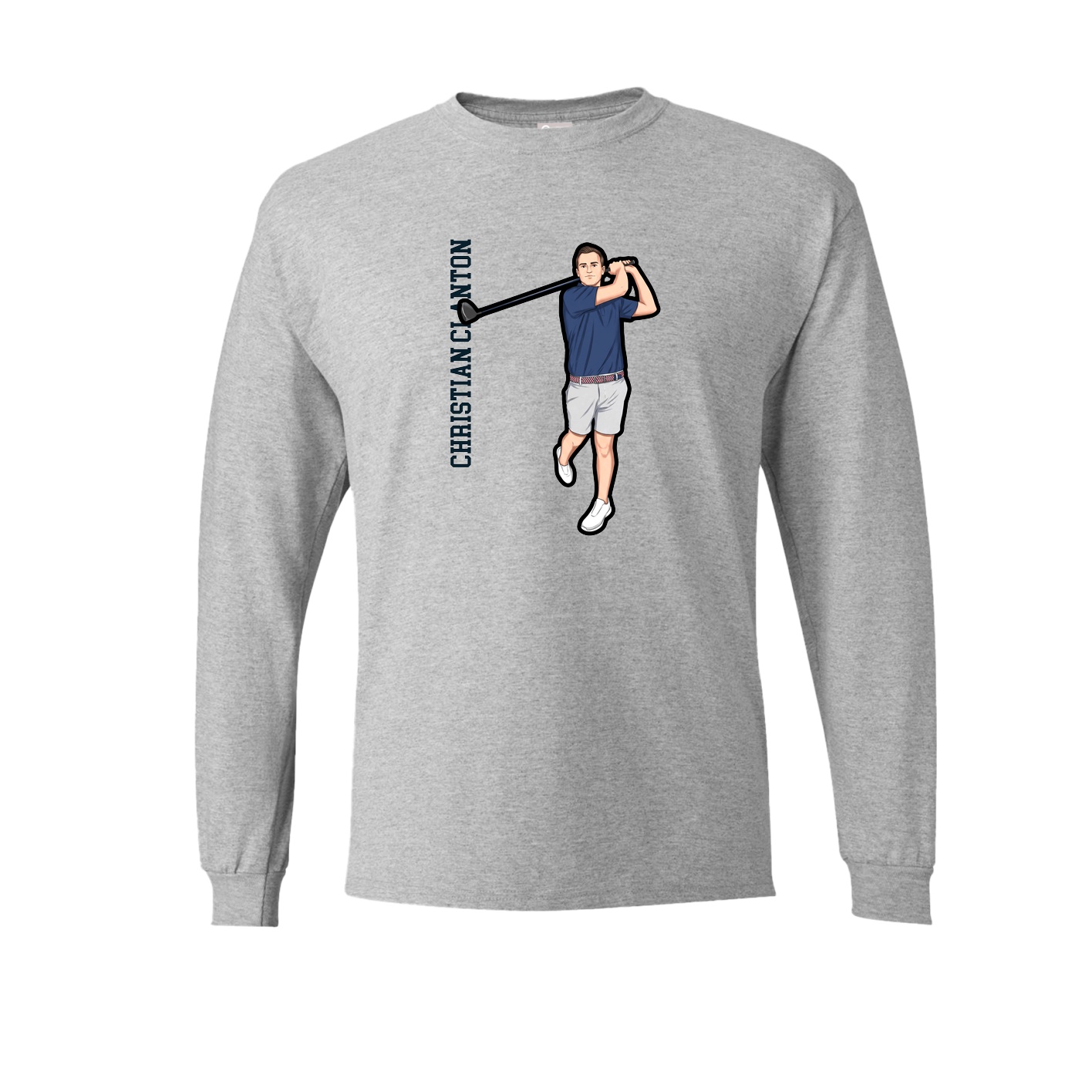 Long Sleeve Tee — Name Vertical in Grey