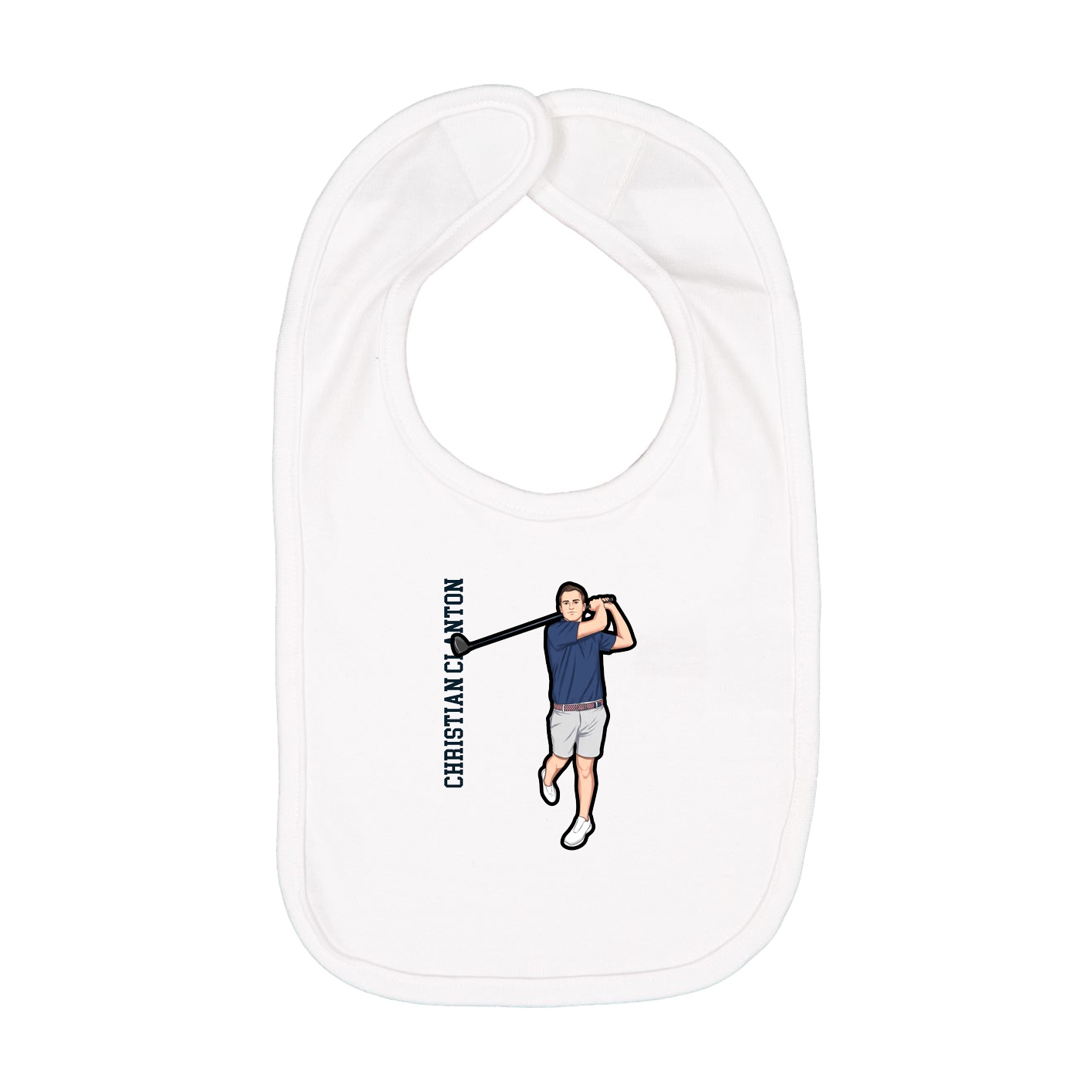 Infant Bib — Name Vertical in White