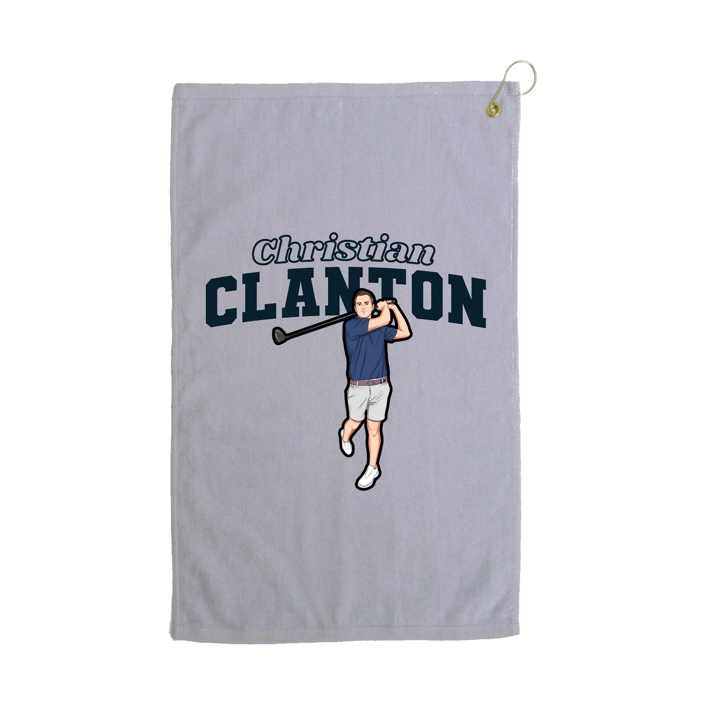 Golf Towel — Name Arch in Grey