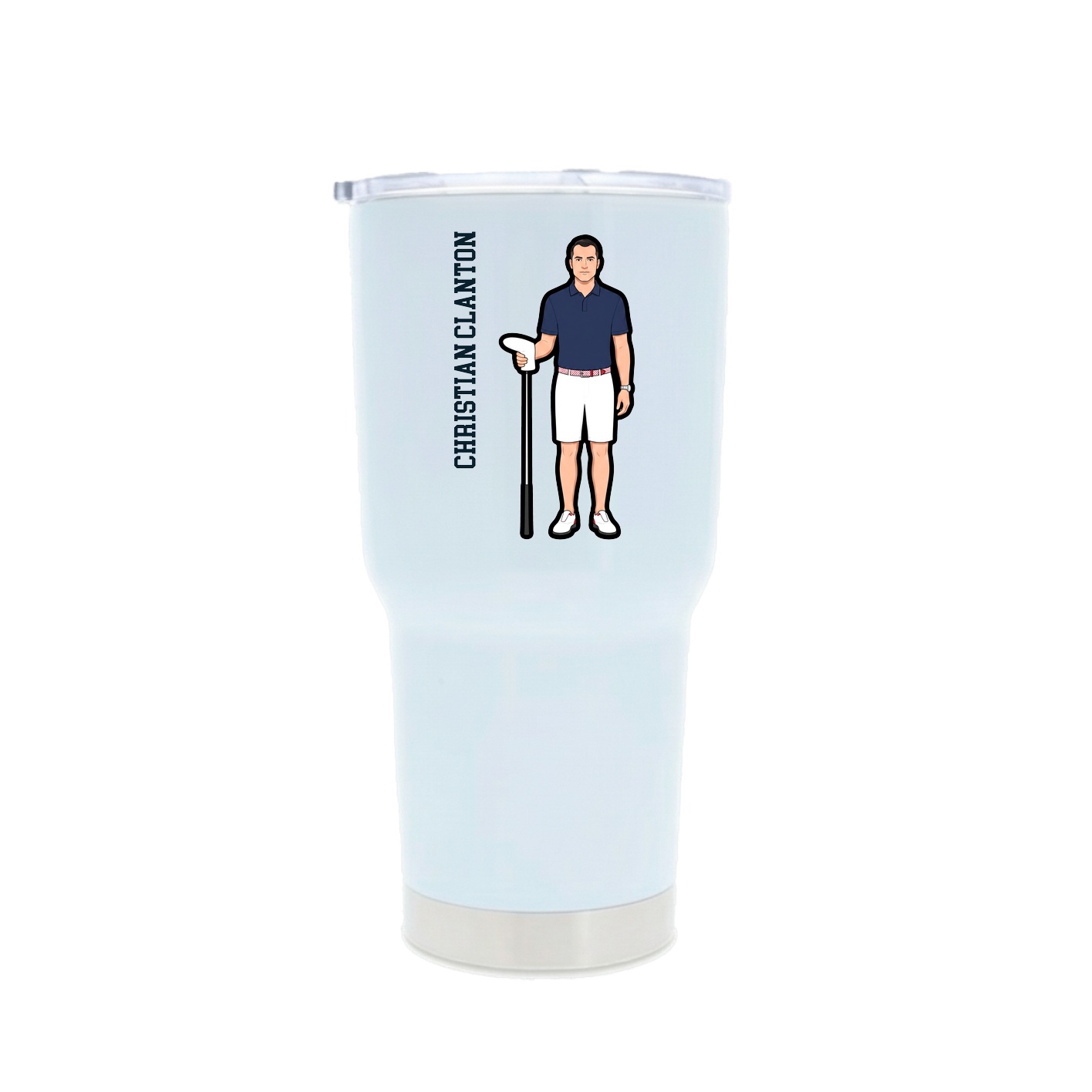 30oz Stainless Steel Tumbler — Name Vertical in White