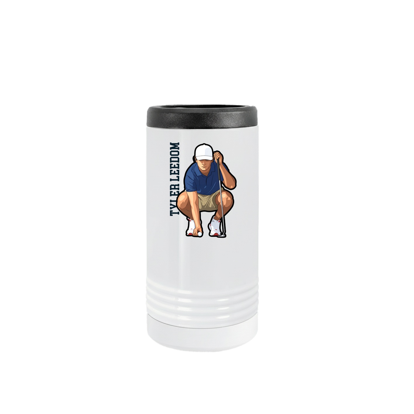 Slim Beverage Holder — Name Vertical in White
