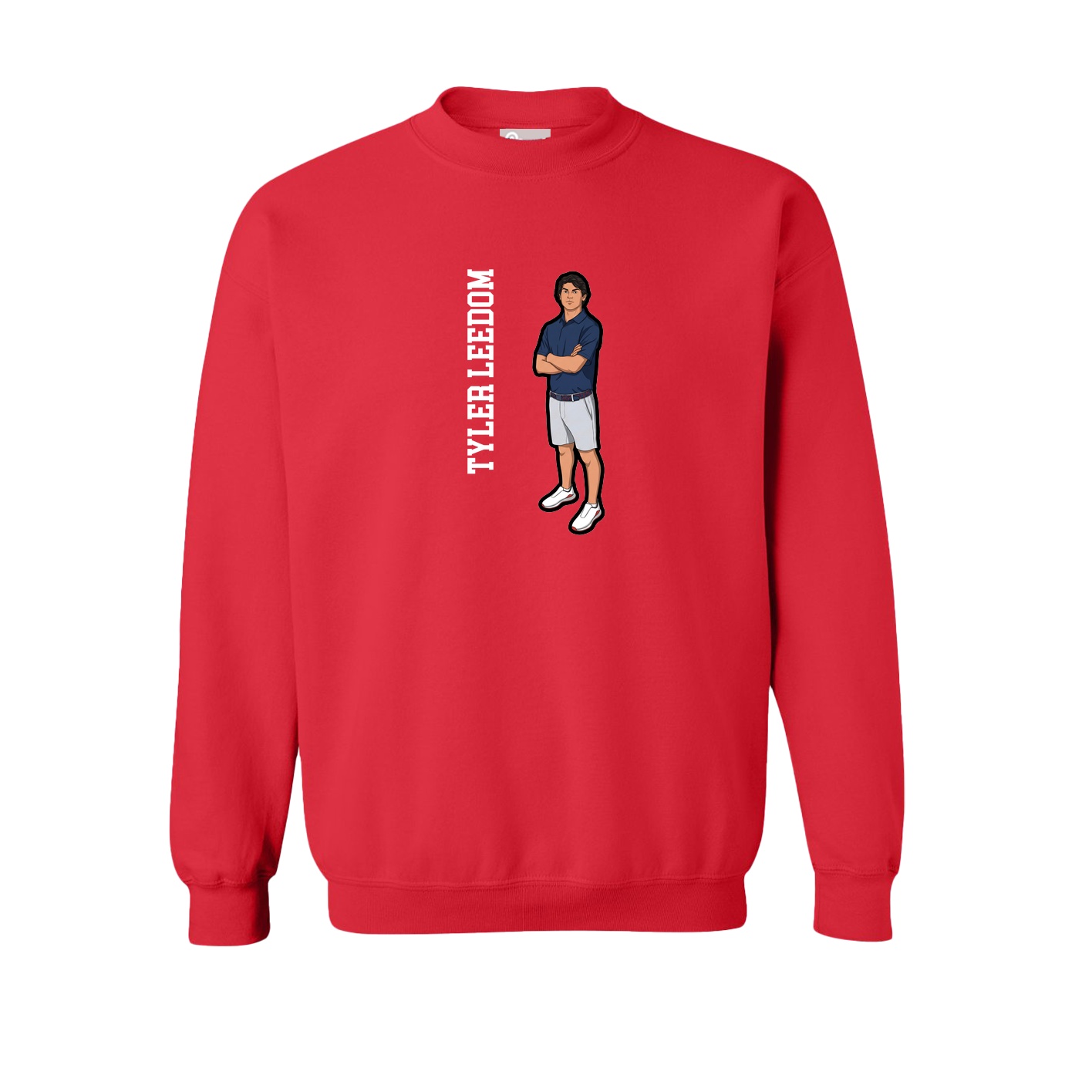 Fleece Crew — Name Vertical in Red