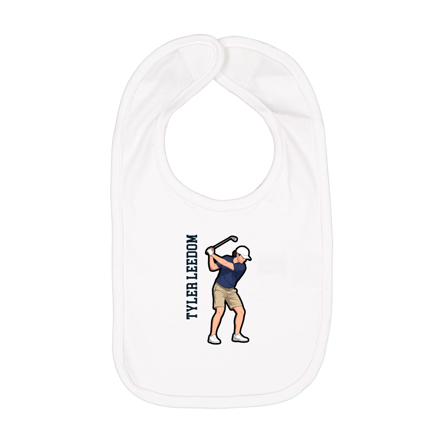 Infant Bib — Name Vertical in White