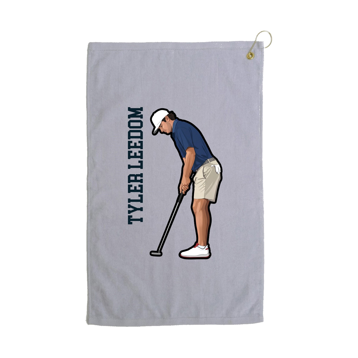 Golf Towel — Name Vertical in Grey