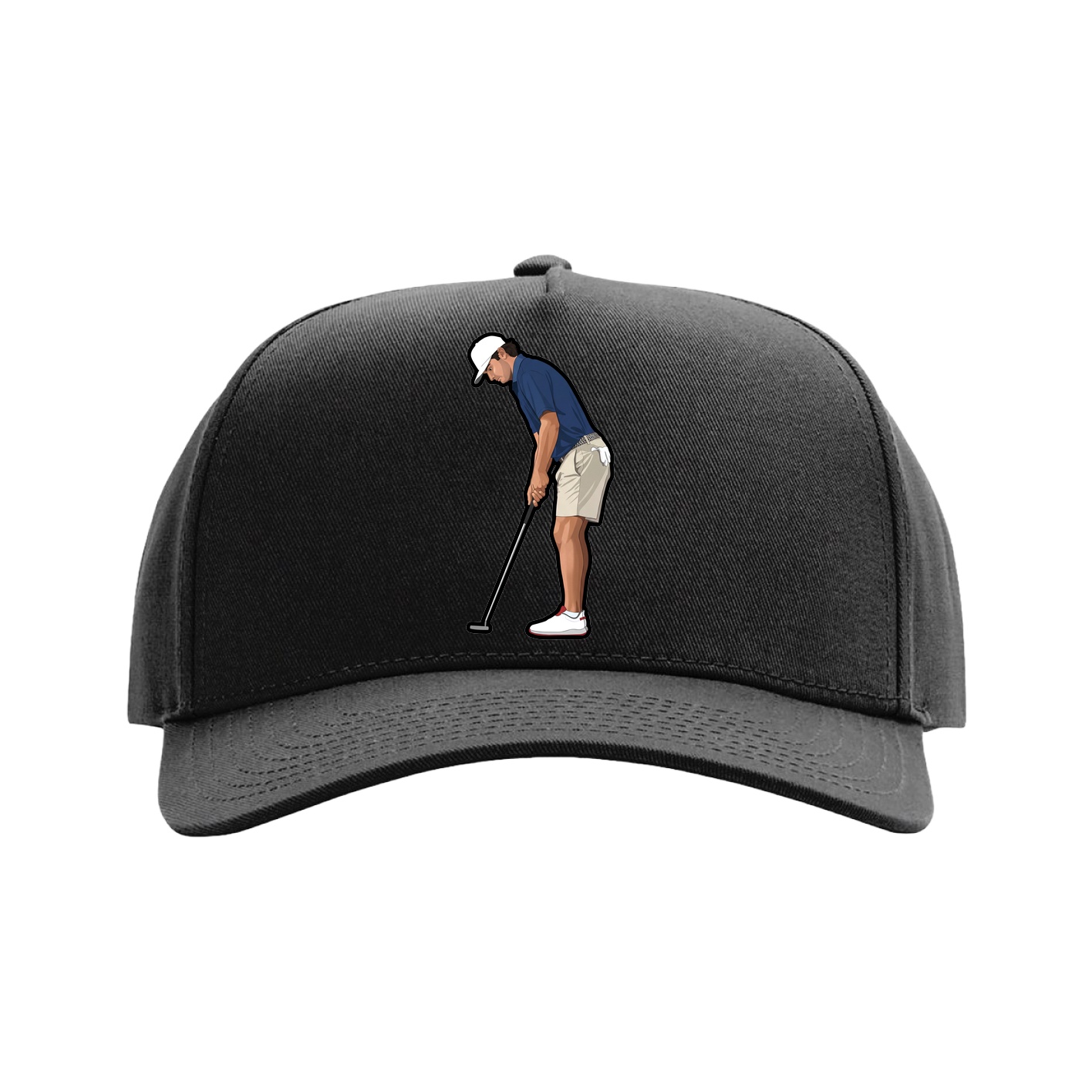 Full Fabric Five-Panel Champ Cap — Name Vertical in Black