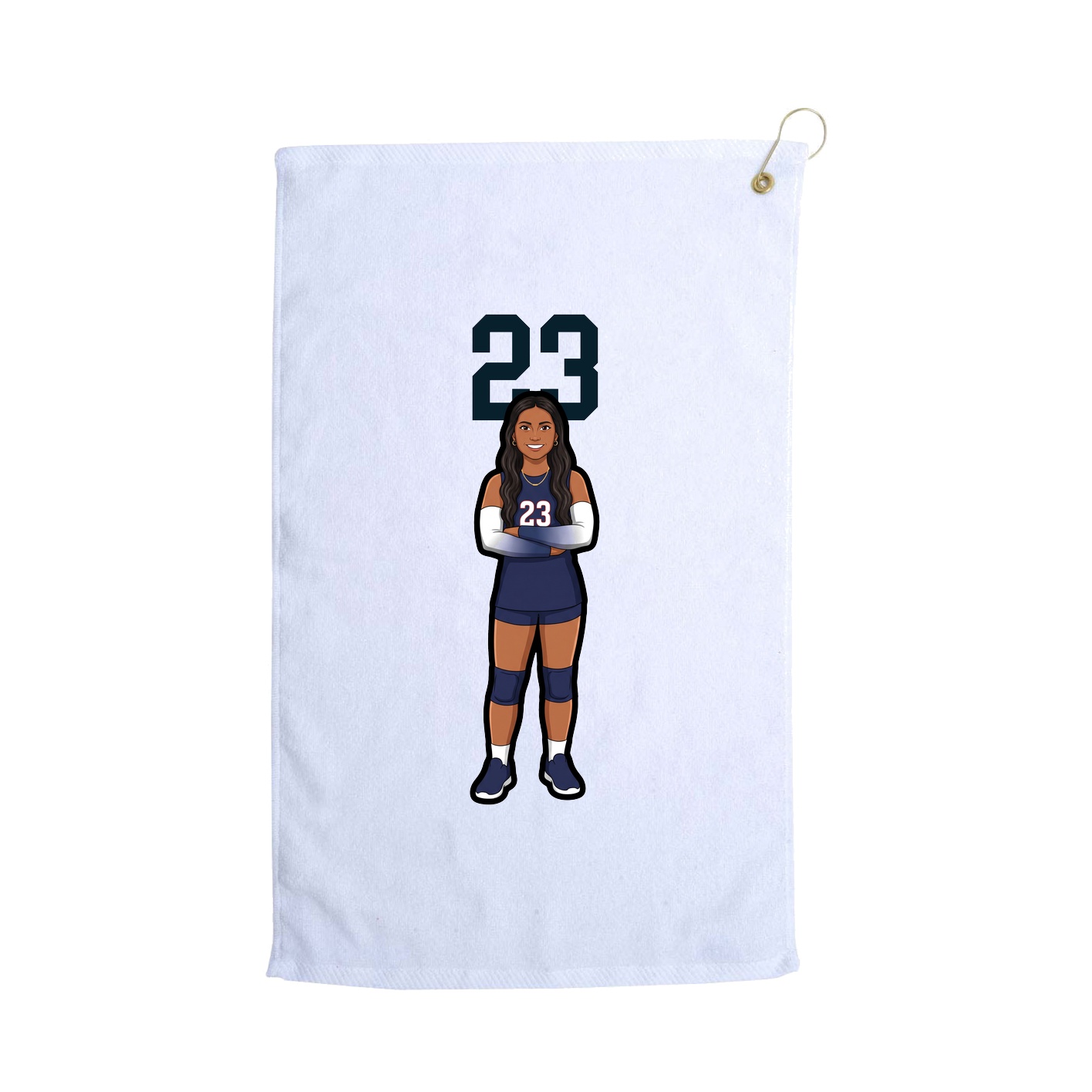 Golf Towel — Number Top in White
