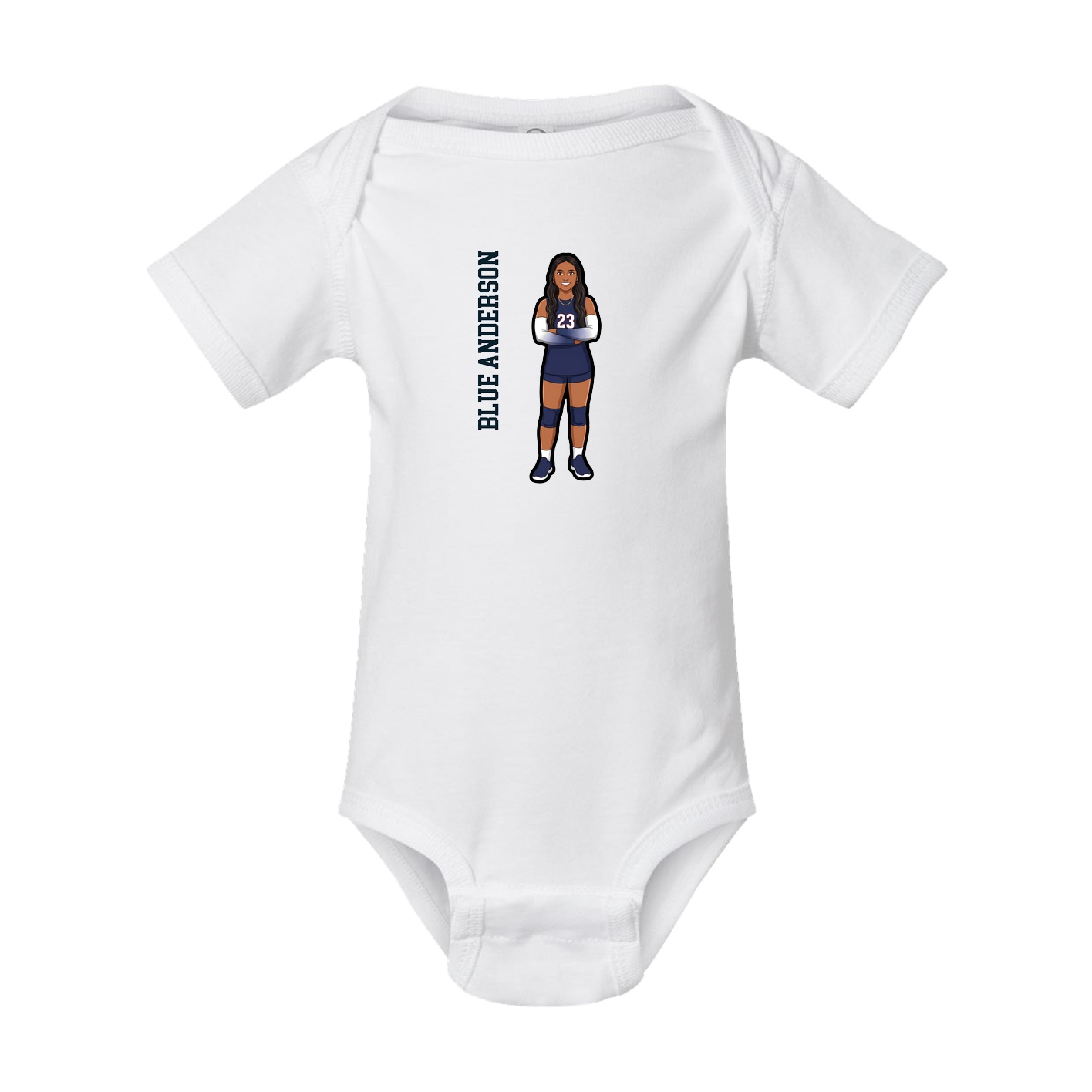 Baby Onesie — Name Vertical in White