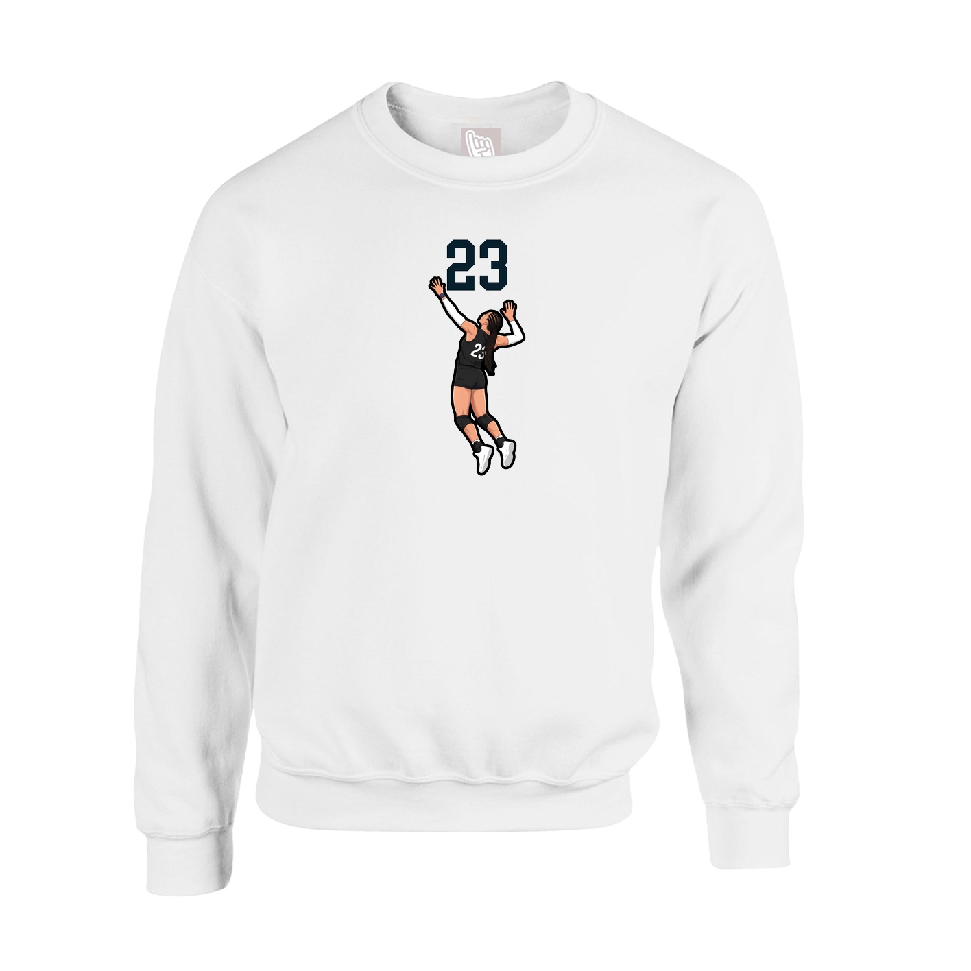 Fleece Crew — Number Top in White