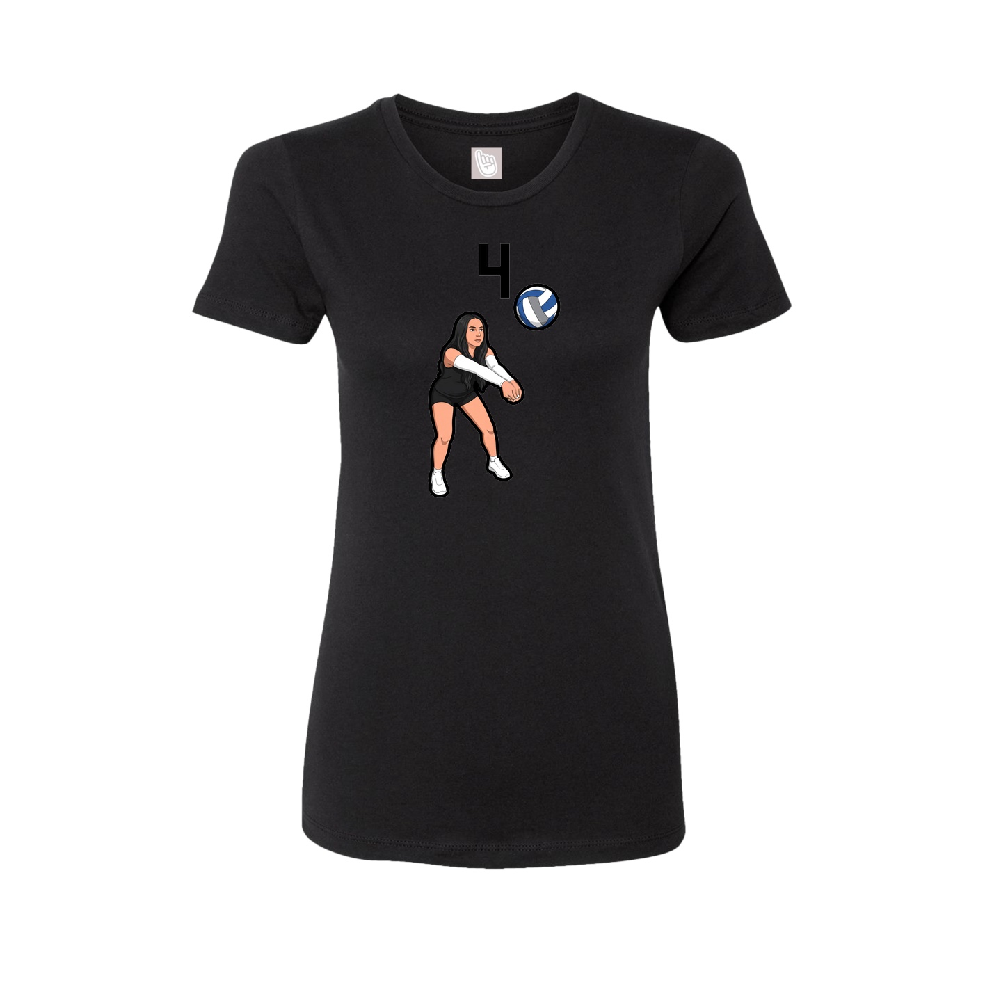 Fitted Women's Tee — Number Top in Black