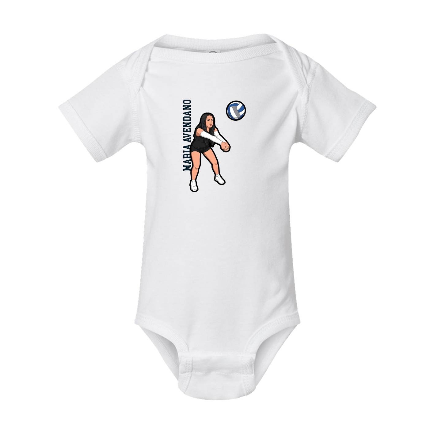 Baby Onesie — Name Vertical in White