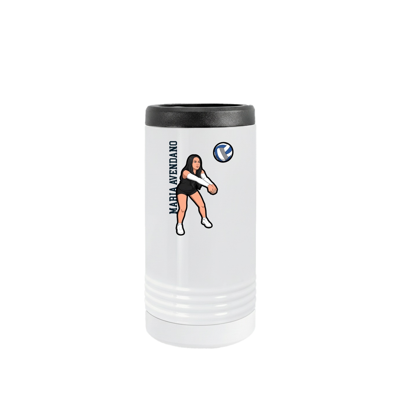 Slim Beverage Holder — Name Vertical in White