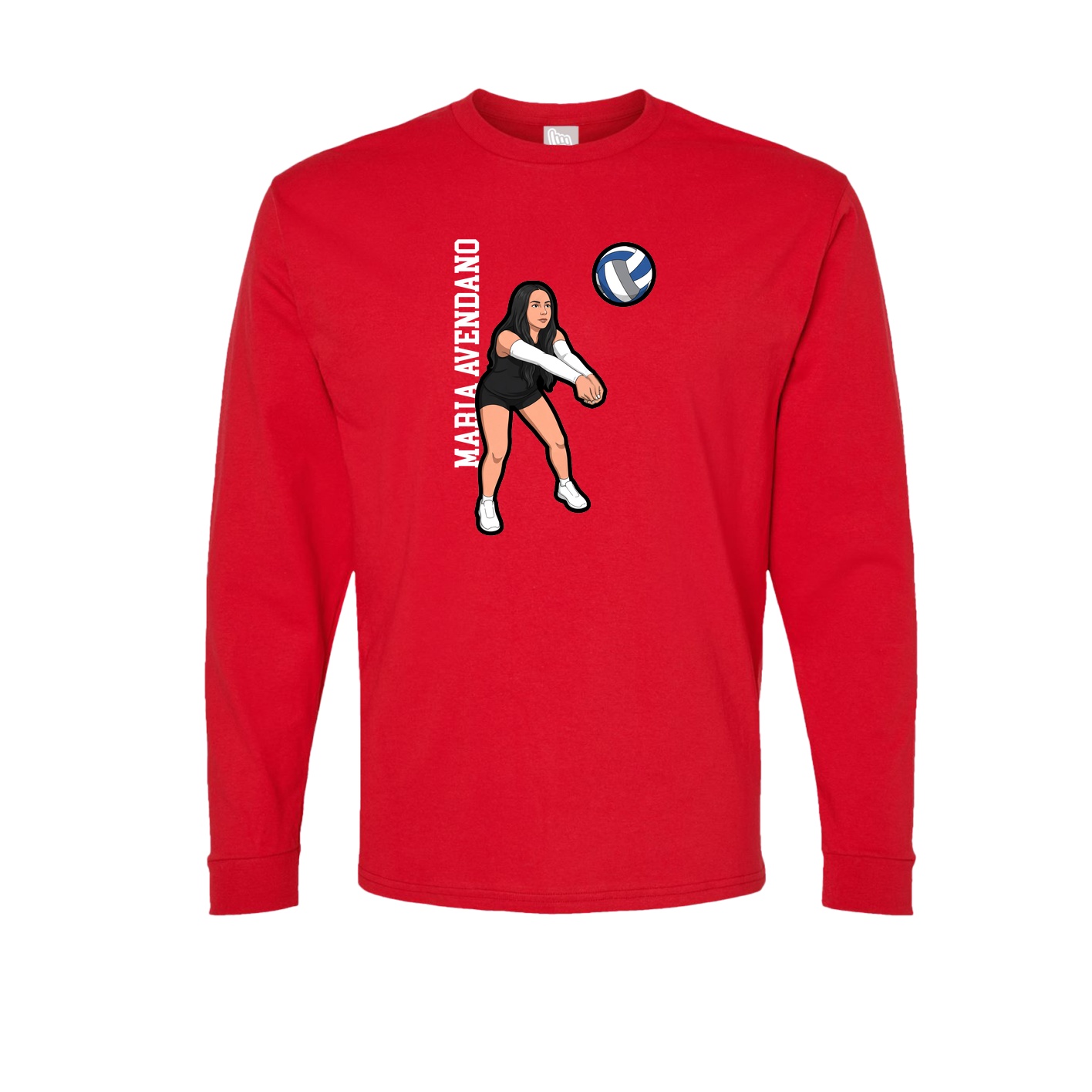 Long Sleeve Tee — Name Vertical in Red