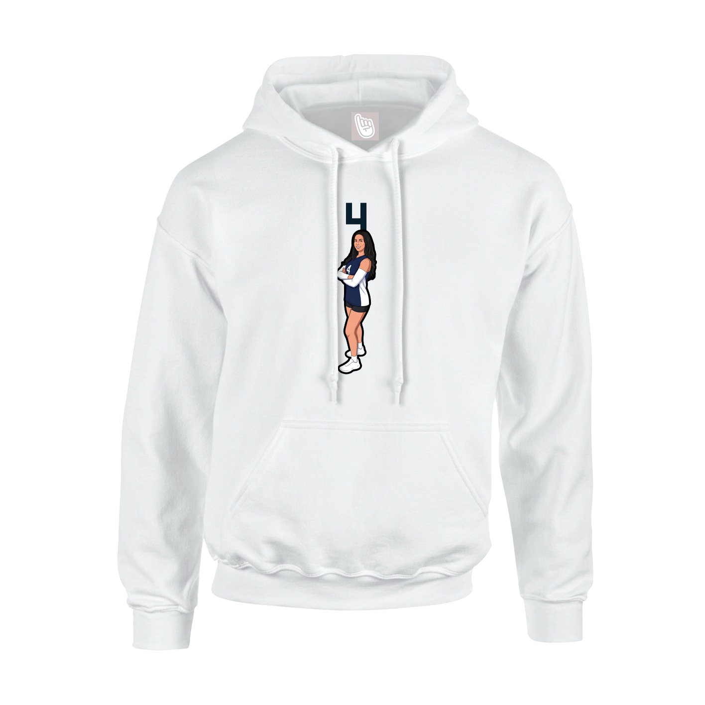 Youth Hoodie — Number Top in White