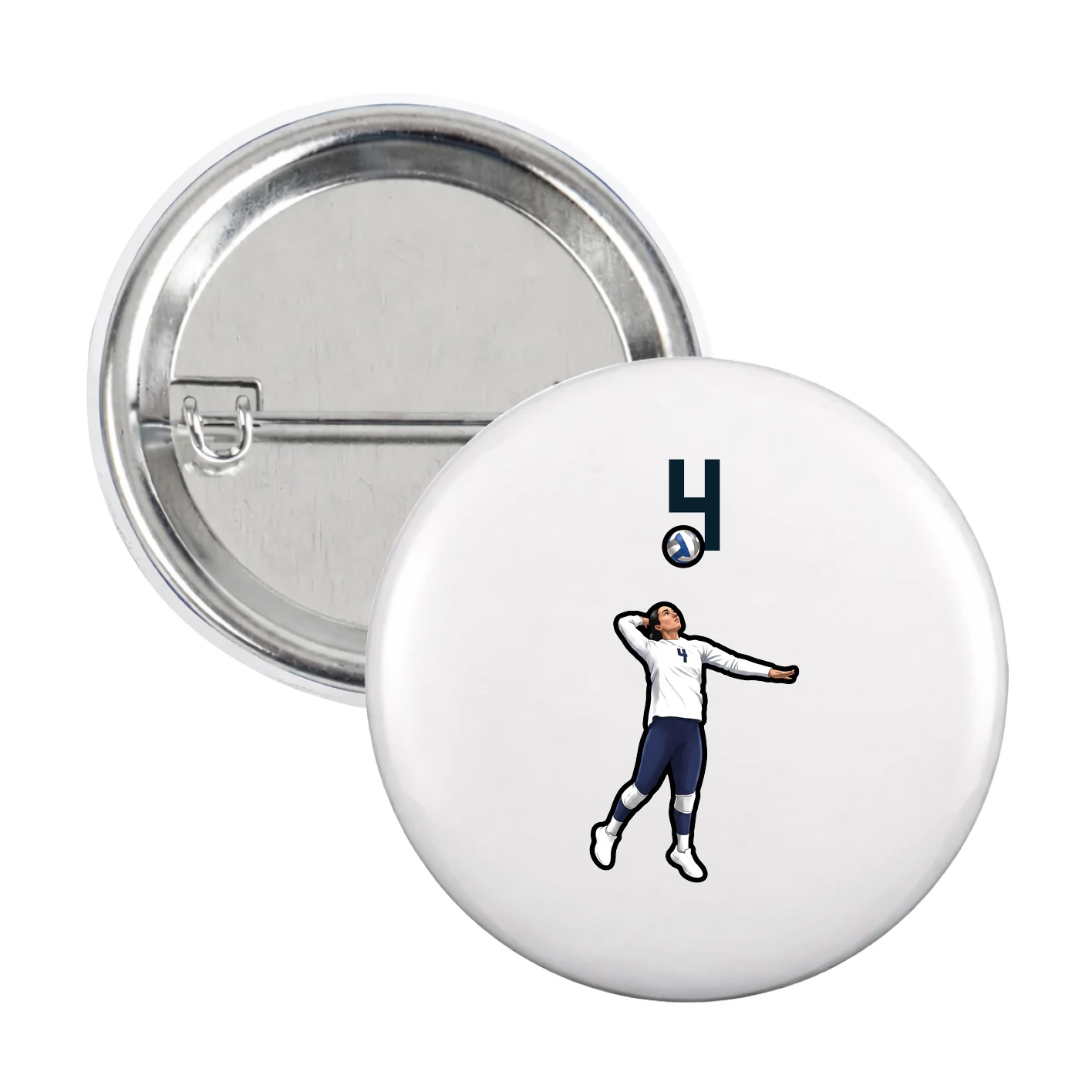 Game Day Button — Number Top in White
