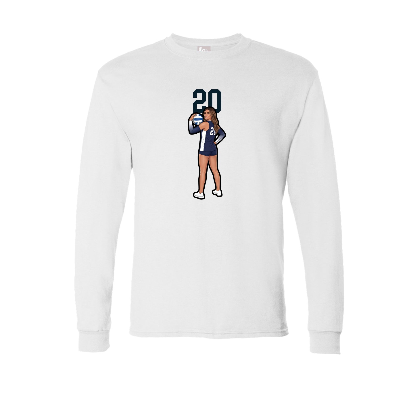 Long Sleeve Tee — Number Top in White