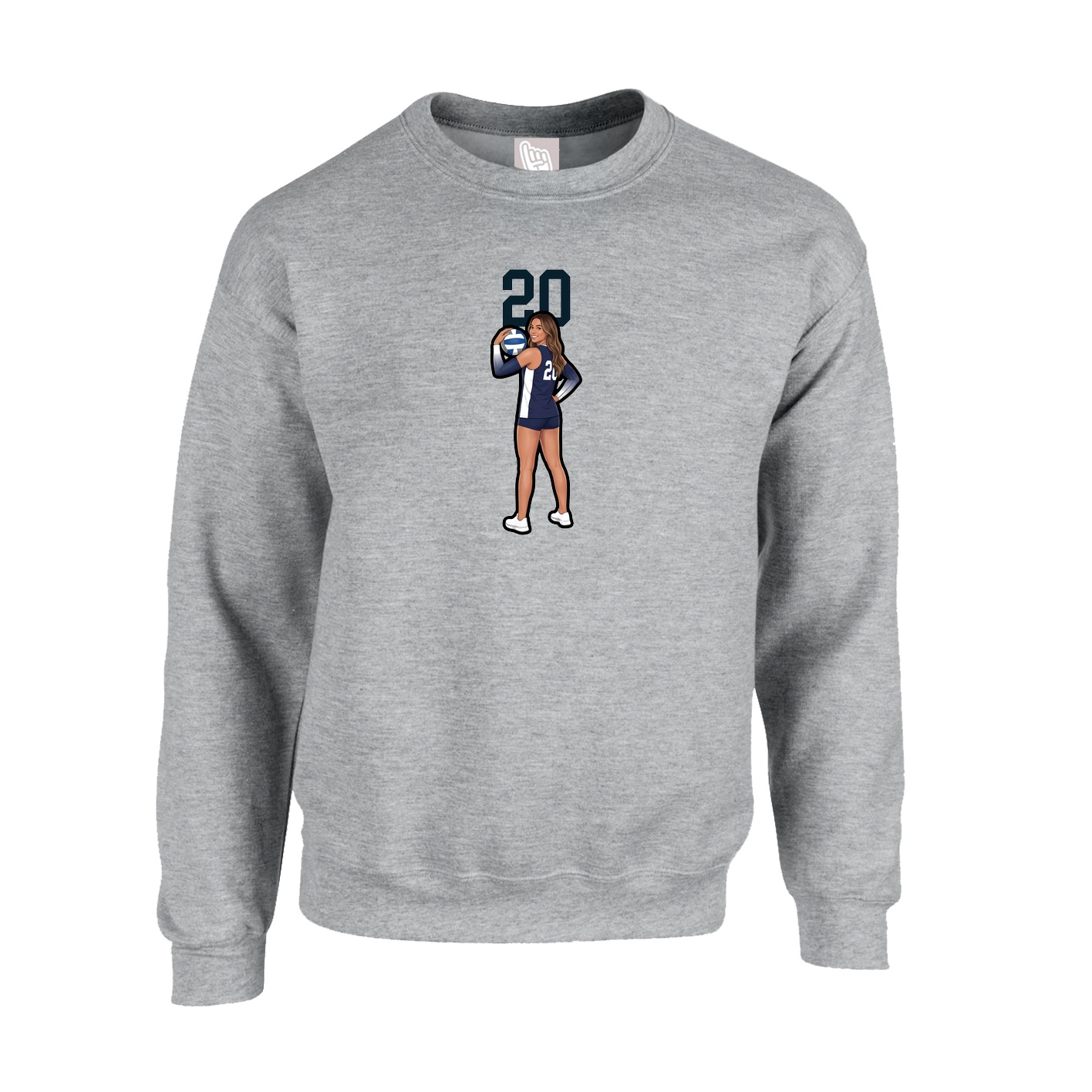 Fleece Crew — Number Top in Grey