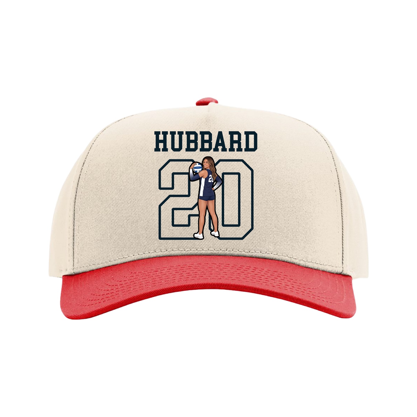 Full Fabric Five-Panel Champ Cap — Shirsey in Cream/Red