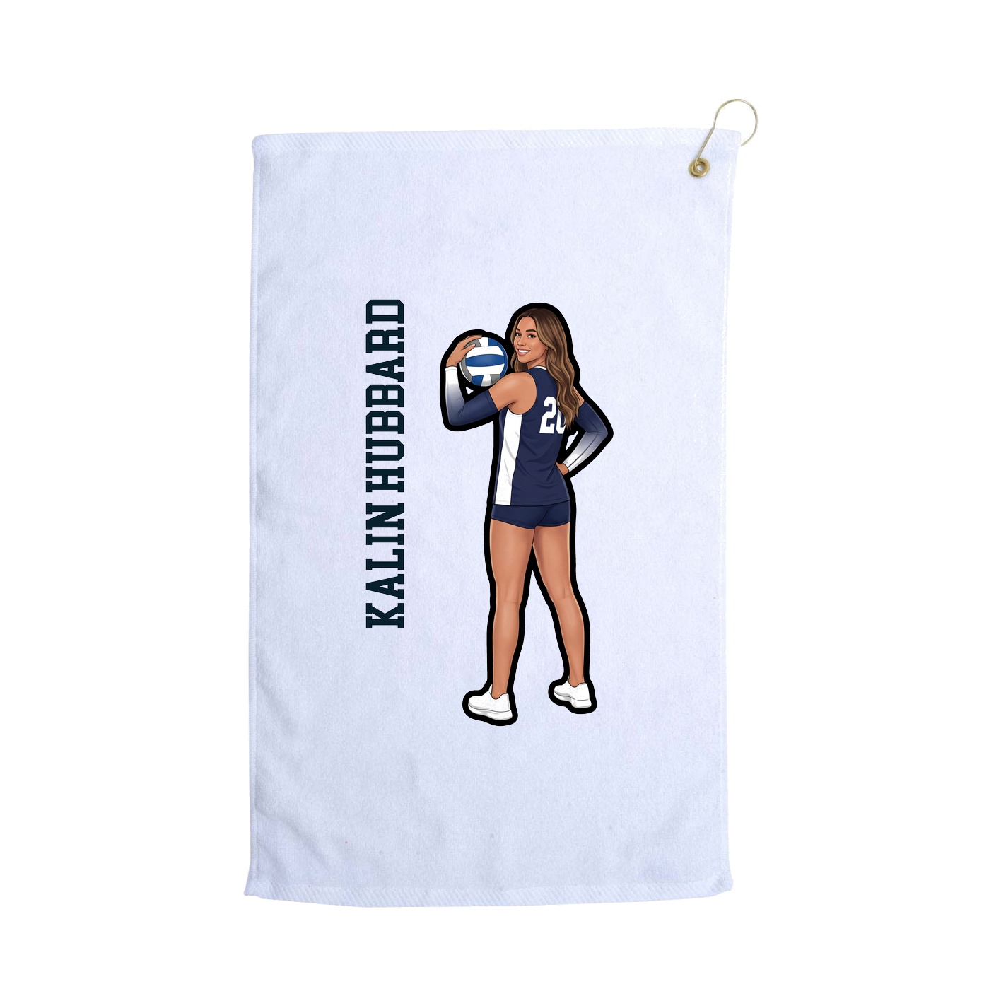 Golf Towel — Name Vertical in White
