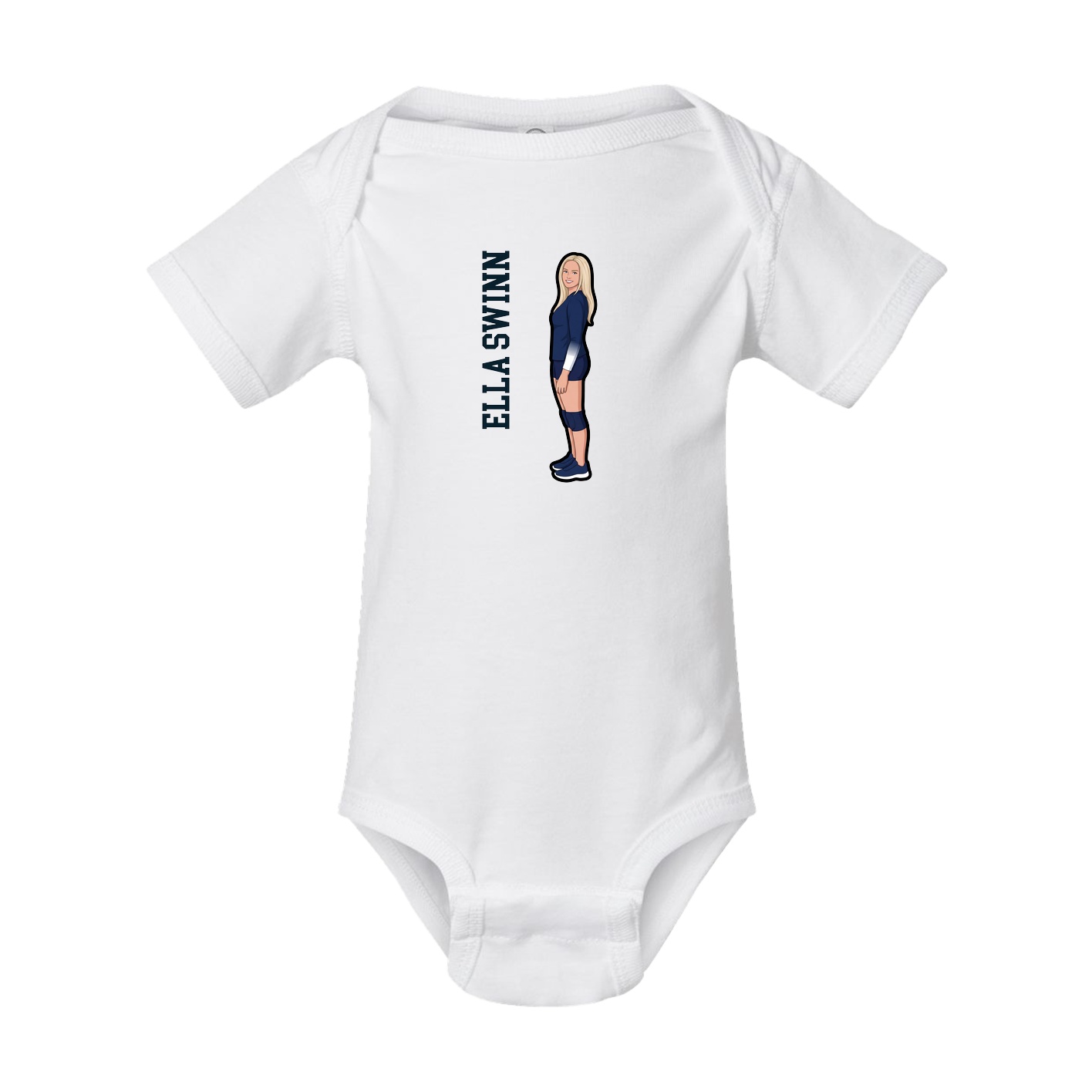 Baby Onesie — Name Vertical in White